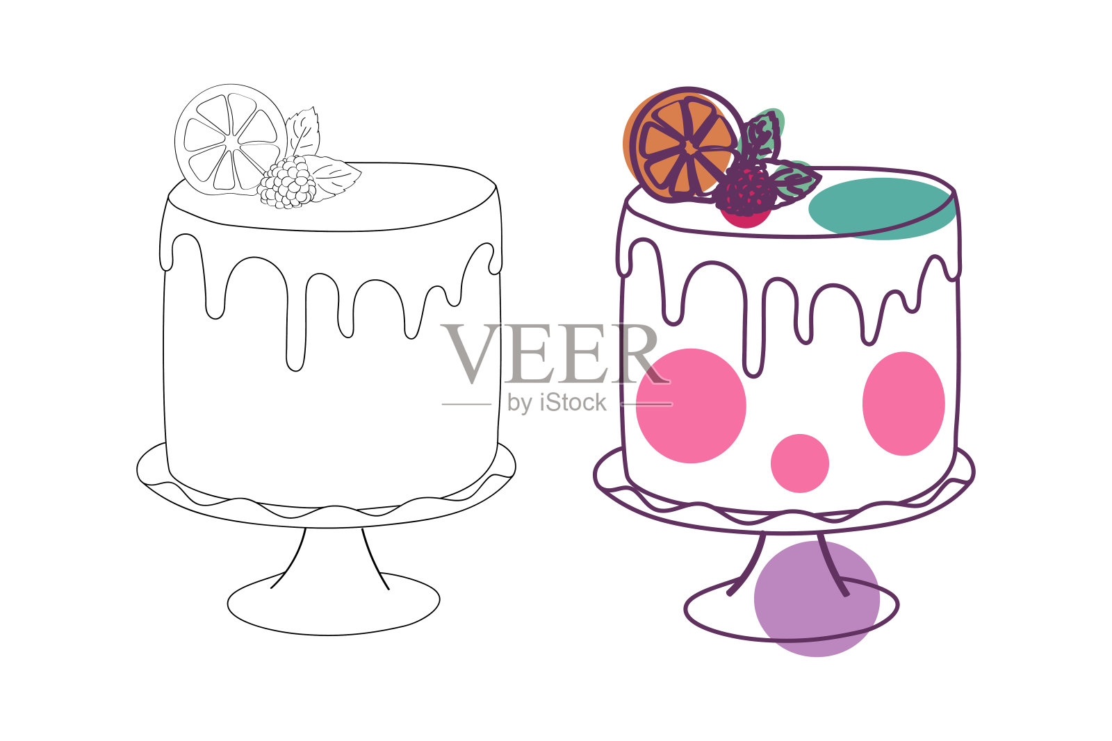 蛋糕上面有一片橘子插画图片素材