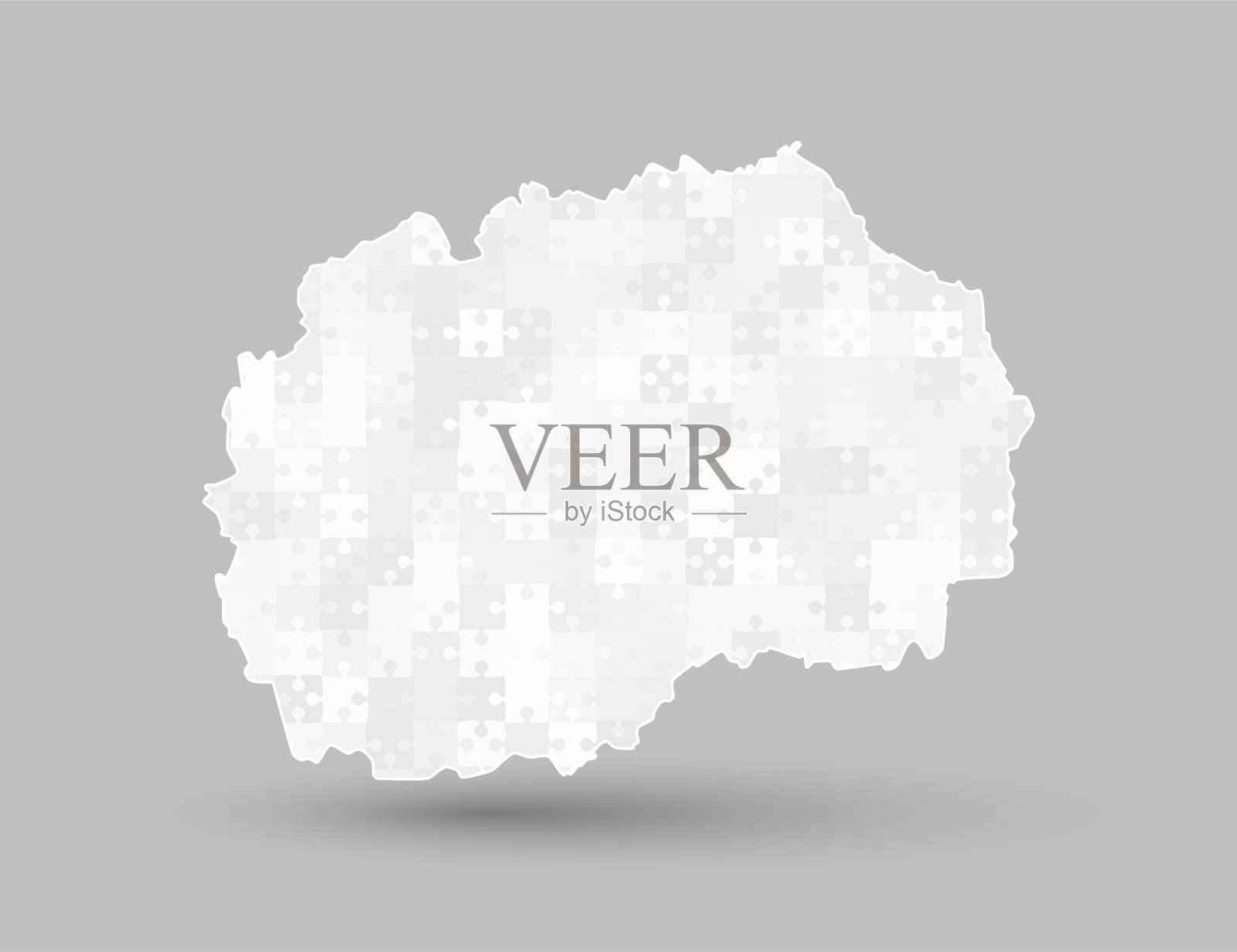 从灰色拼图创意地图北马其顿插画图片素材