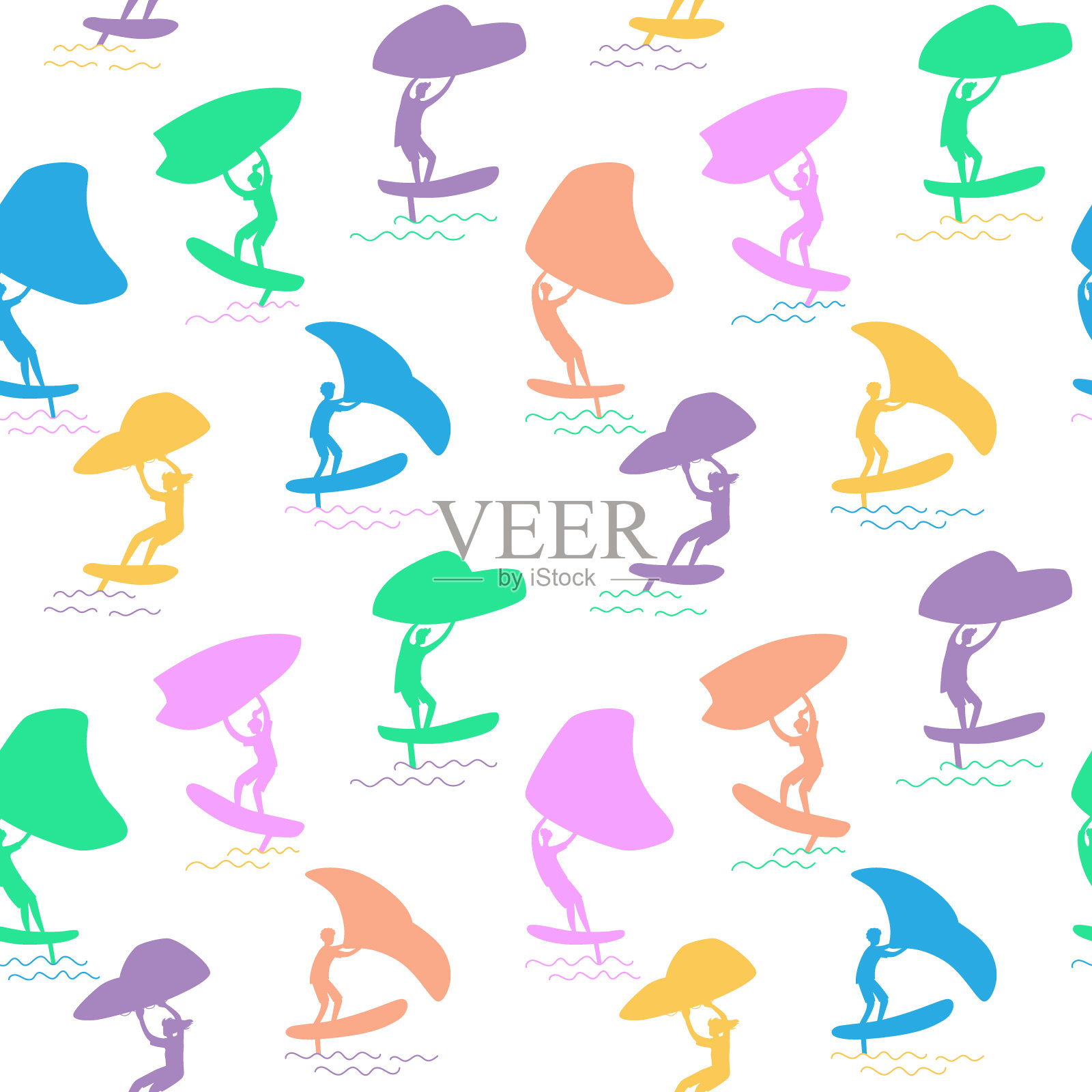 无缝图案与翼箔人廓形插画图片素材