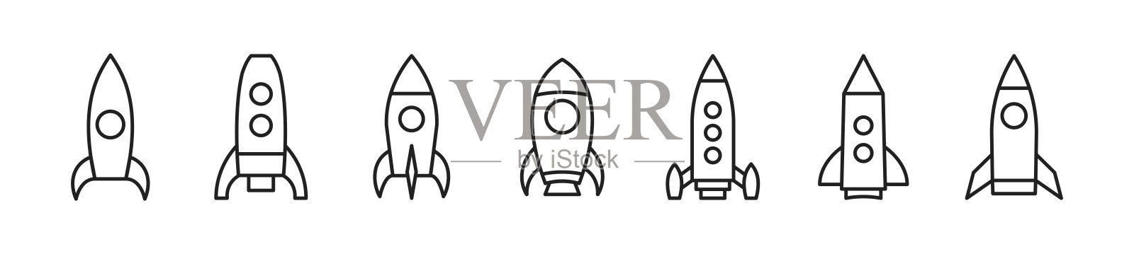太空船，火箭图标集。矢量EPS 10插画图片素材