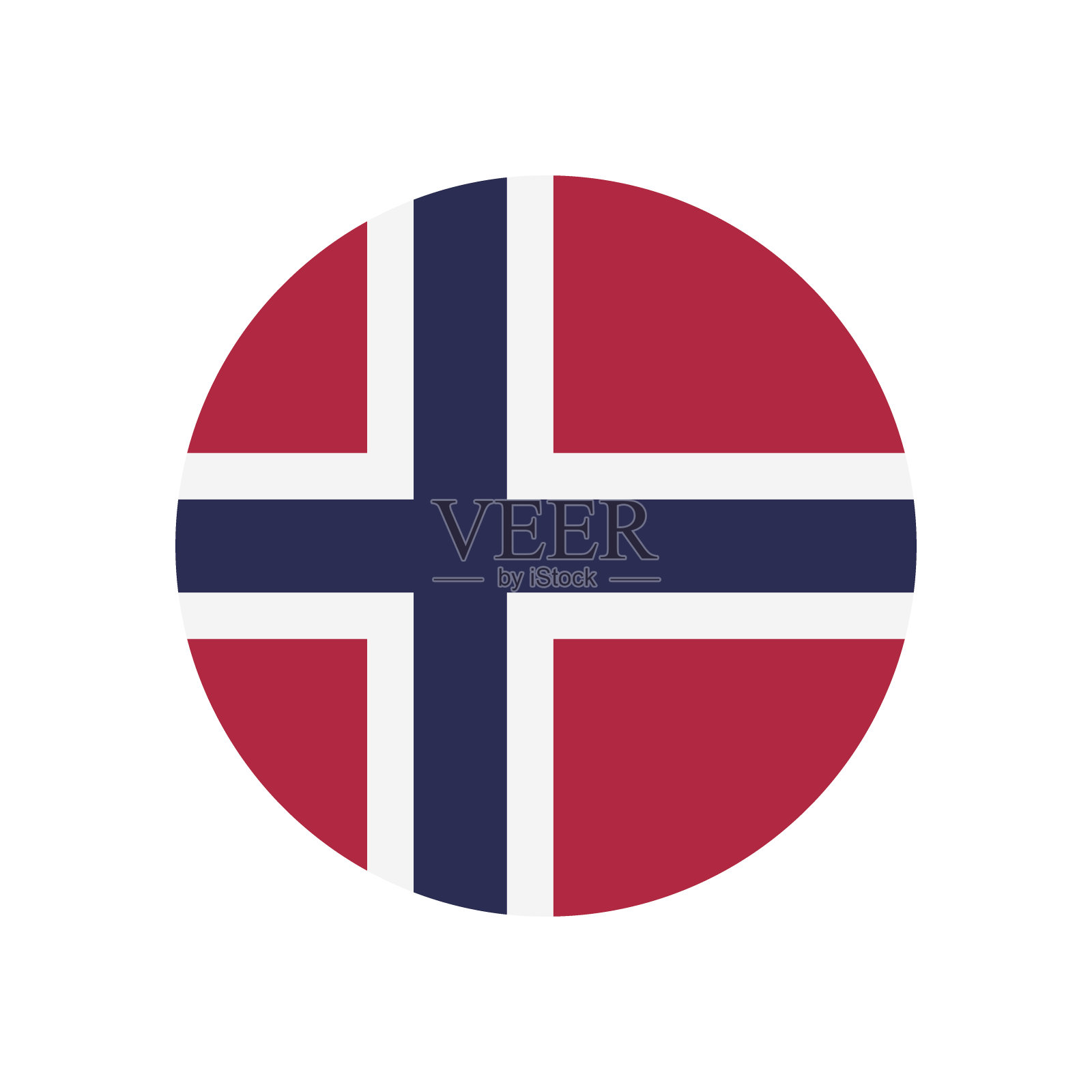 挪威国旗。圆形图标标志。标准颜色。按钮标志图标。数码插图。电脑插图。矢量插图。插画图片素材
