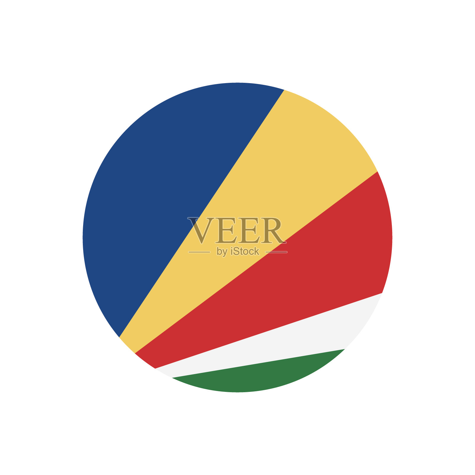 塞舌尔群岛国旗。按钮标志图标。标准颜色。圆形按钮图标。圆圈图标。电脑插图。数码插图。矢量插图。插画图片素材