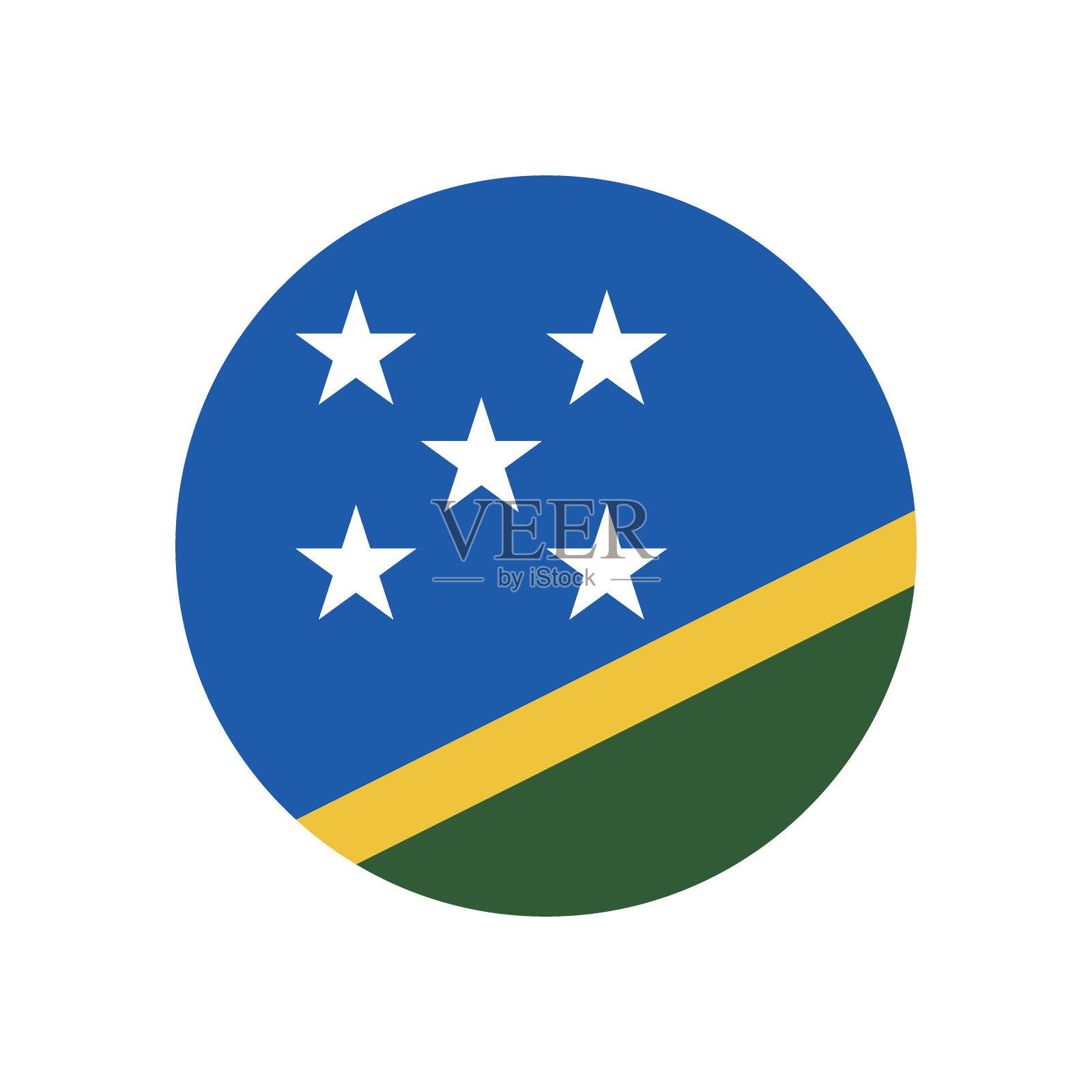 所罗门群岛国旗。按钮标志图标。标准颜色。圆形按钮图标。圆圈图标。电脑插图。数码插图。矢量插图。插画图片素材