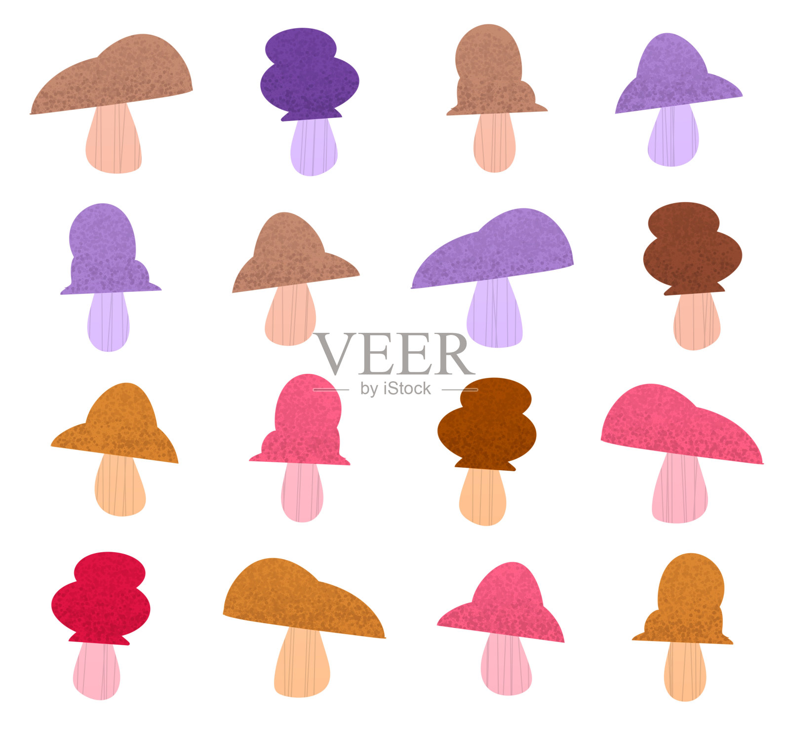 插图蘑菇/真菌图标/符号集插画图片素材