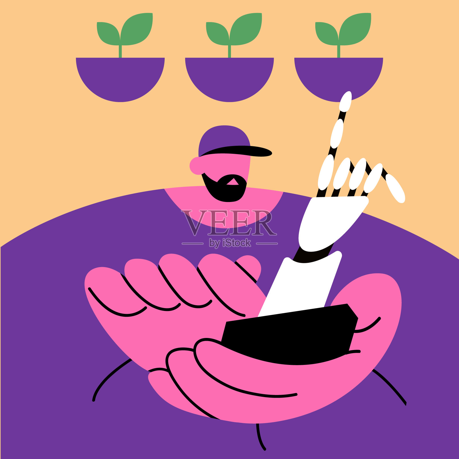 智能农场耕种应用程序与人工智能。插画图片素材