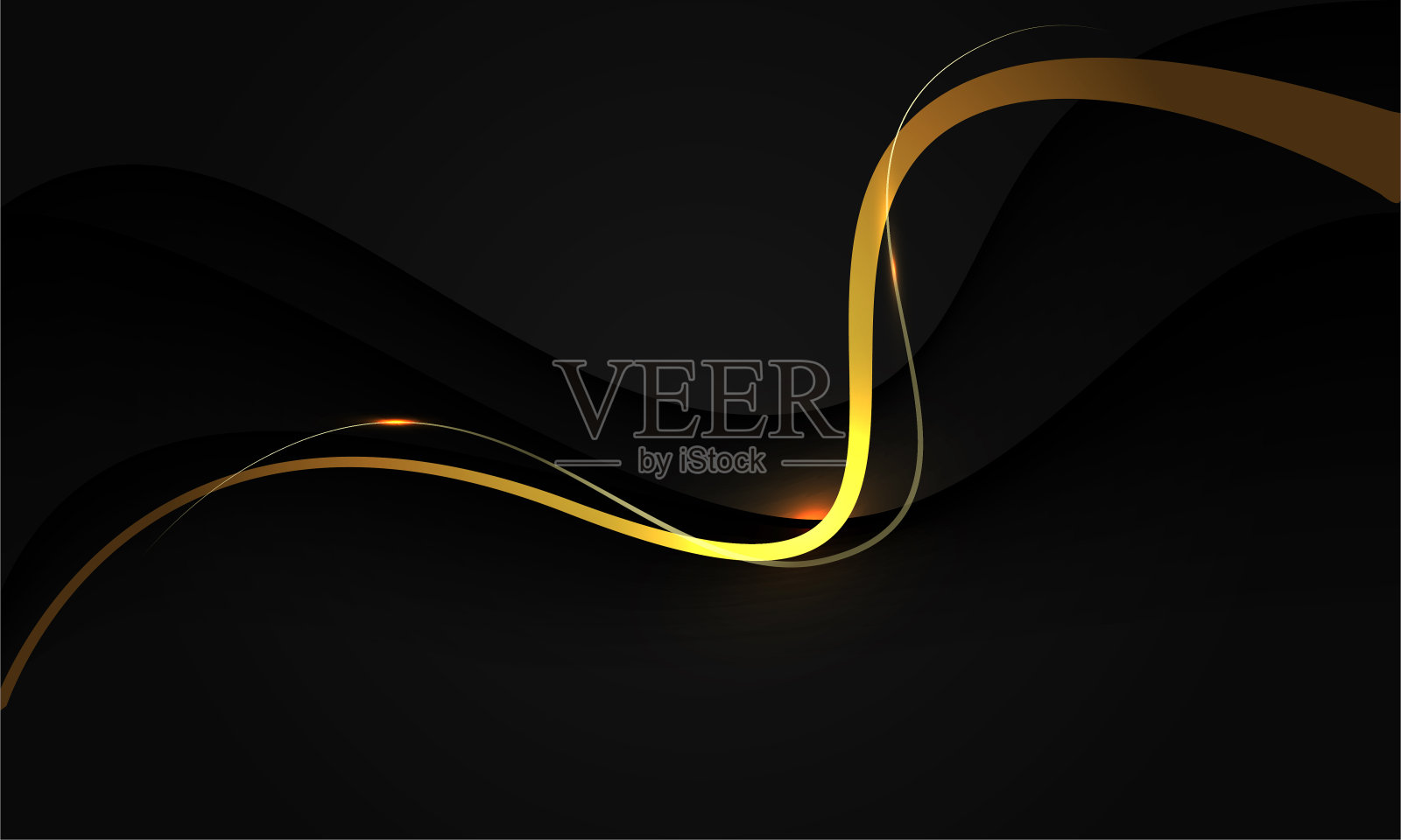 抽象金色线条曲线黑色阴影重叠留白设计现代豪华未来创意背景矢量插画图片素材