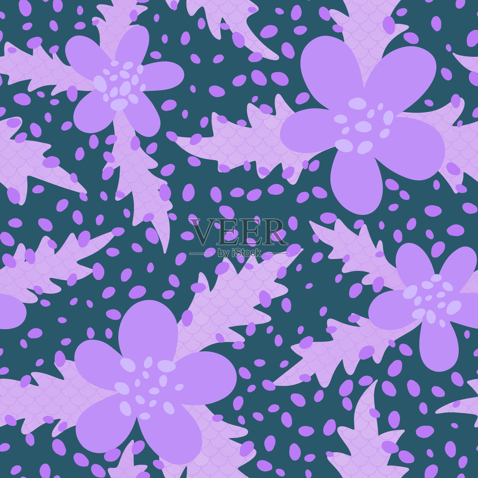 用于织物和纺织品的无缝花卉图案插画图片素材