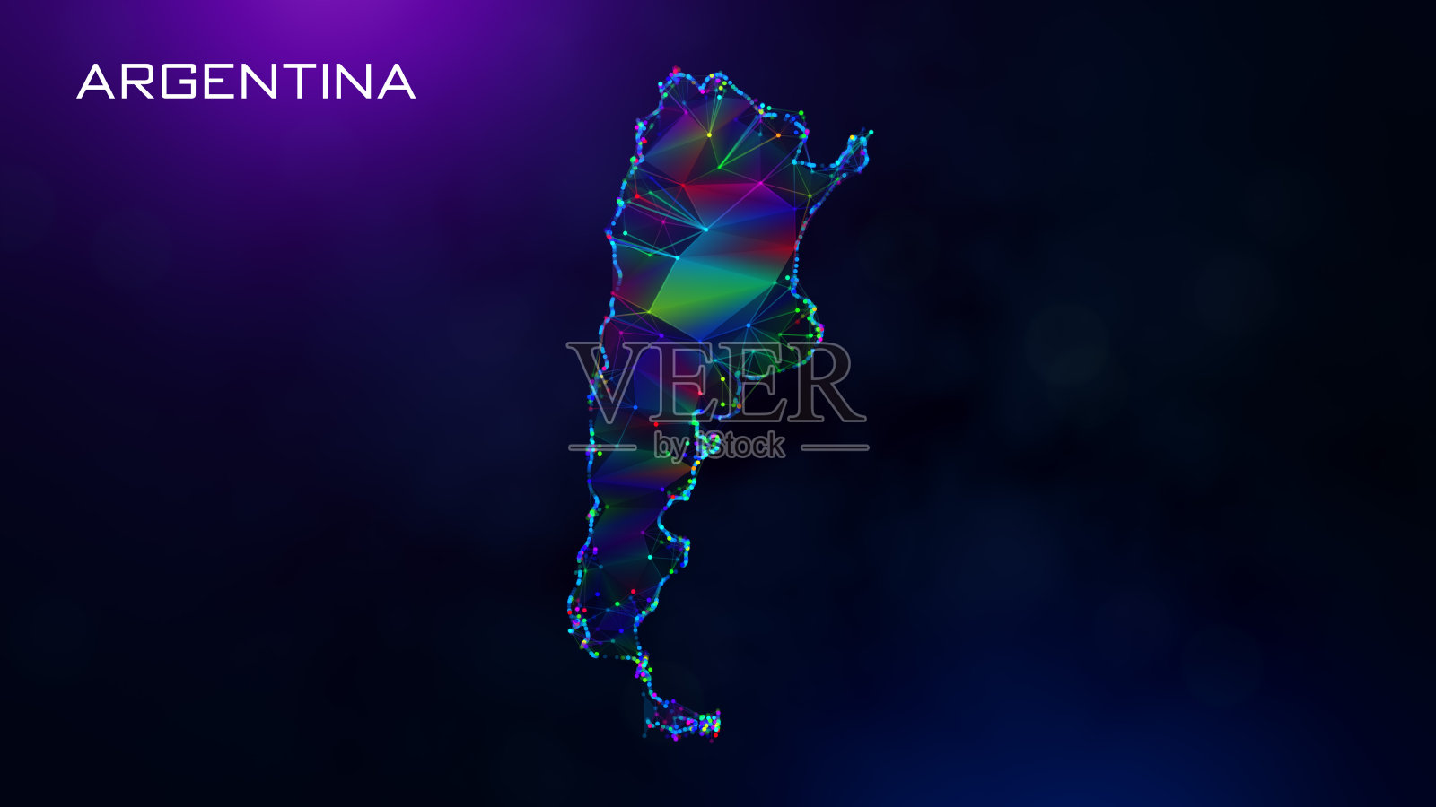 未来的阿根廷地图多边形连接线和点网络线框插画图片素材