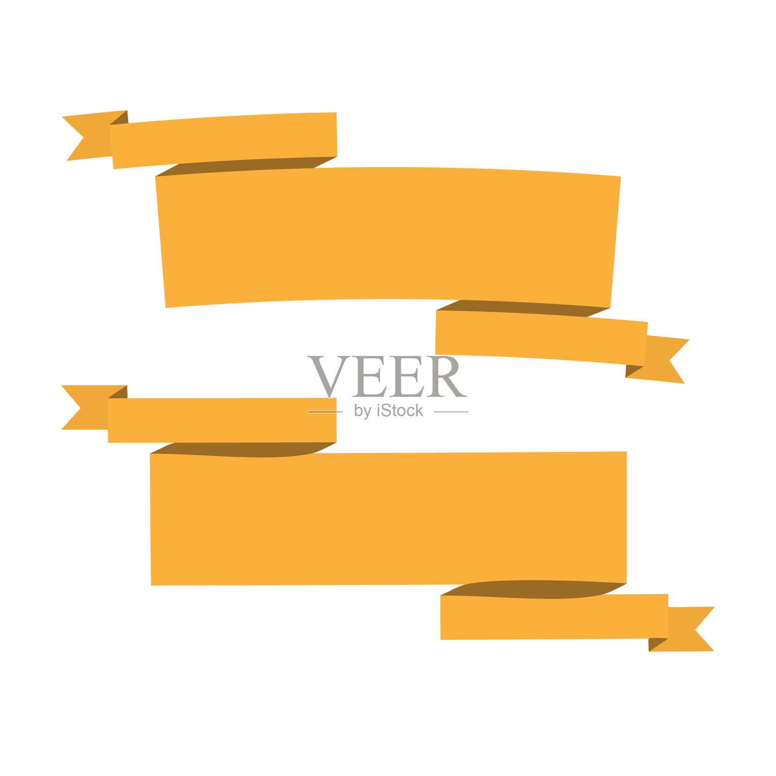 矢量3d橙色弯曲纸横幅隔离在白色背景。容易粘贴到任何背景插画图片素材
