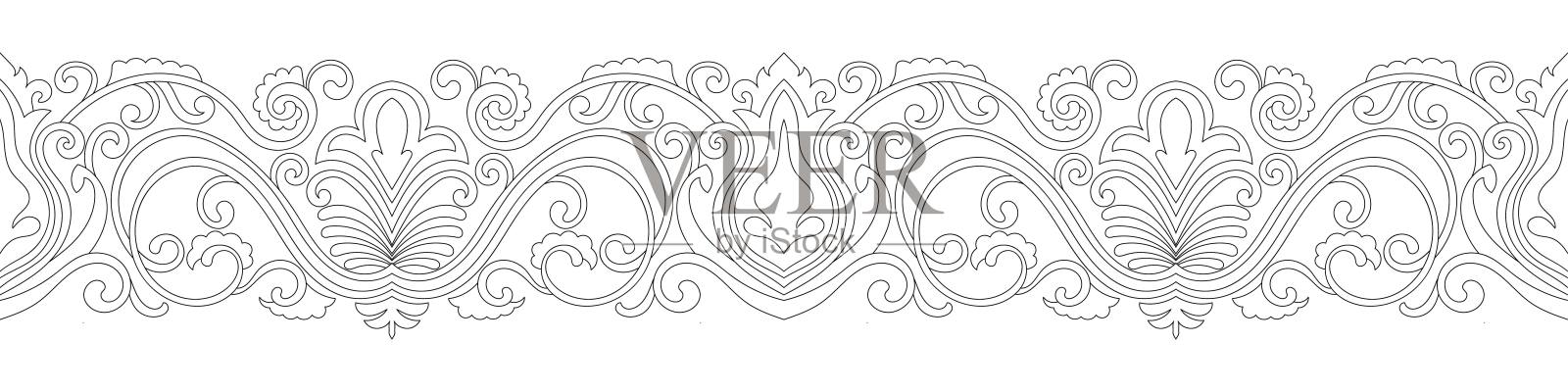 无缝民族图案设计。民族东方伊卡特图案传统图案。东方民族传统图案设计用于背景、地毯、服装、包裹、织物、刺绣等插画图片素材