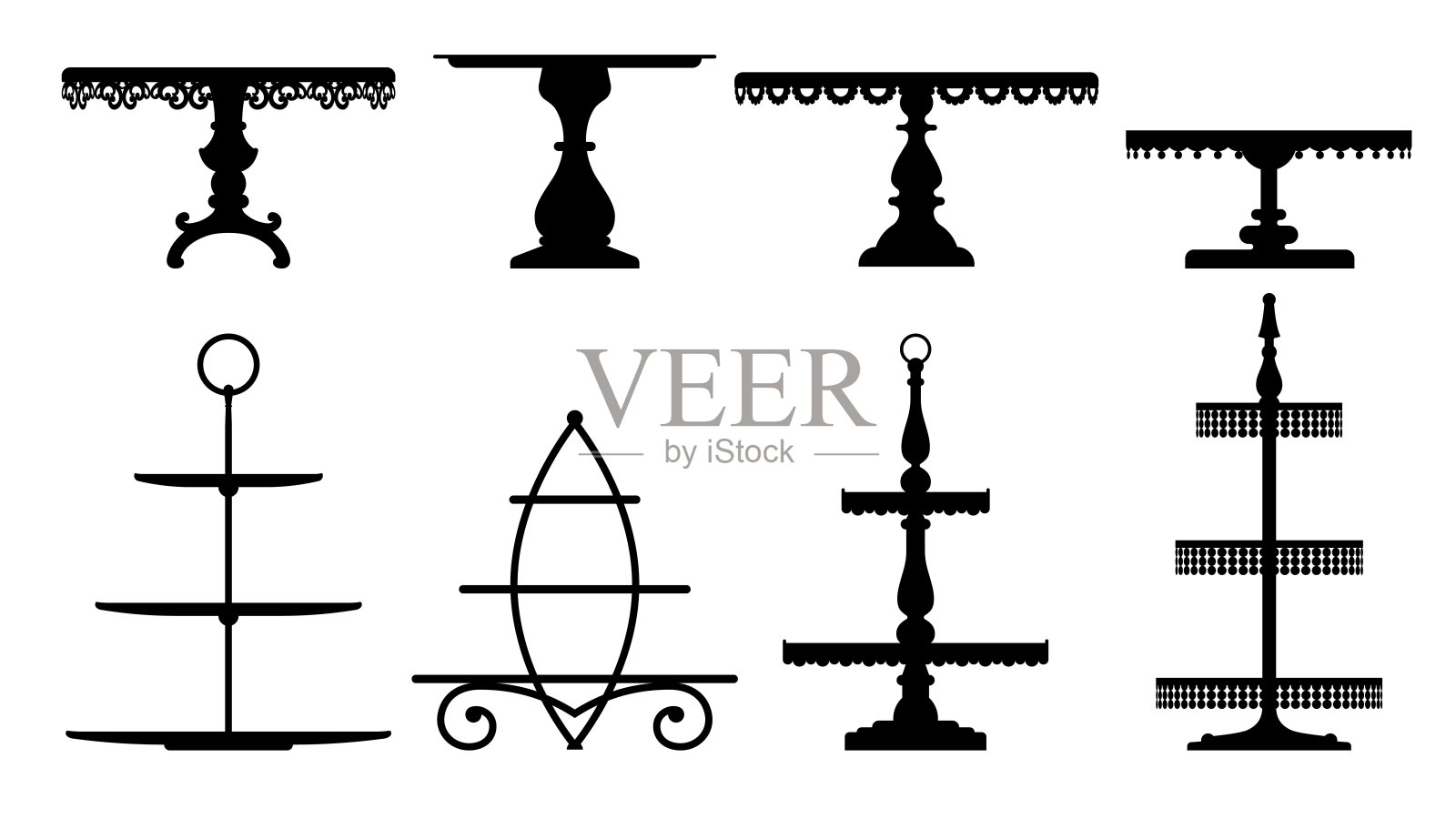 婚礼或茶饼拼盘，支架和托盘设置插画图片素材