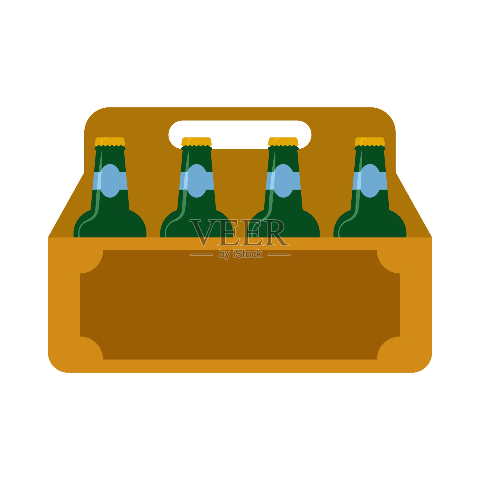 食品简单的物品。啤酒箱。矢量卡通平面图标插画图片素材
