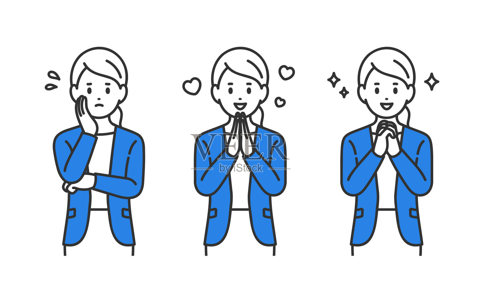 一组愁眉苦脸的女商人【矢量/插图/人物】插画图片素材