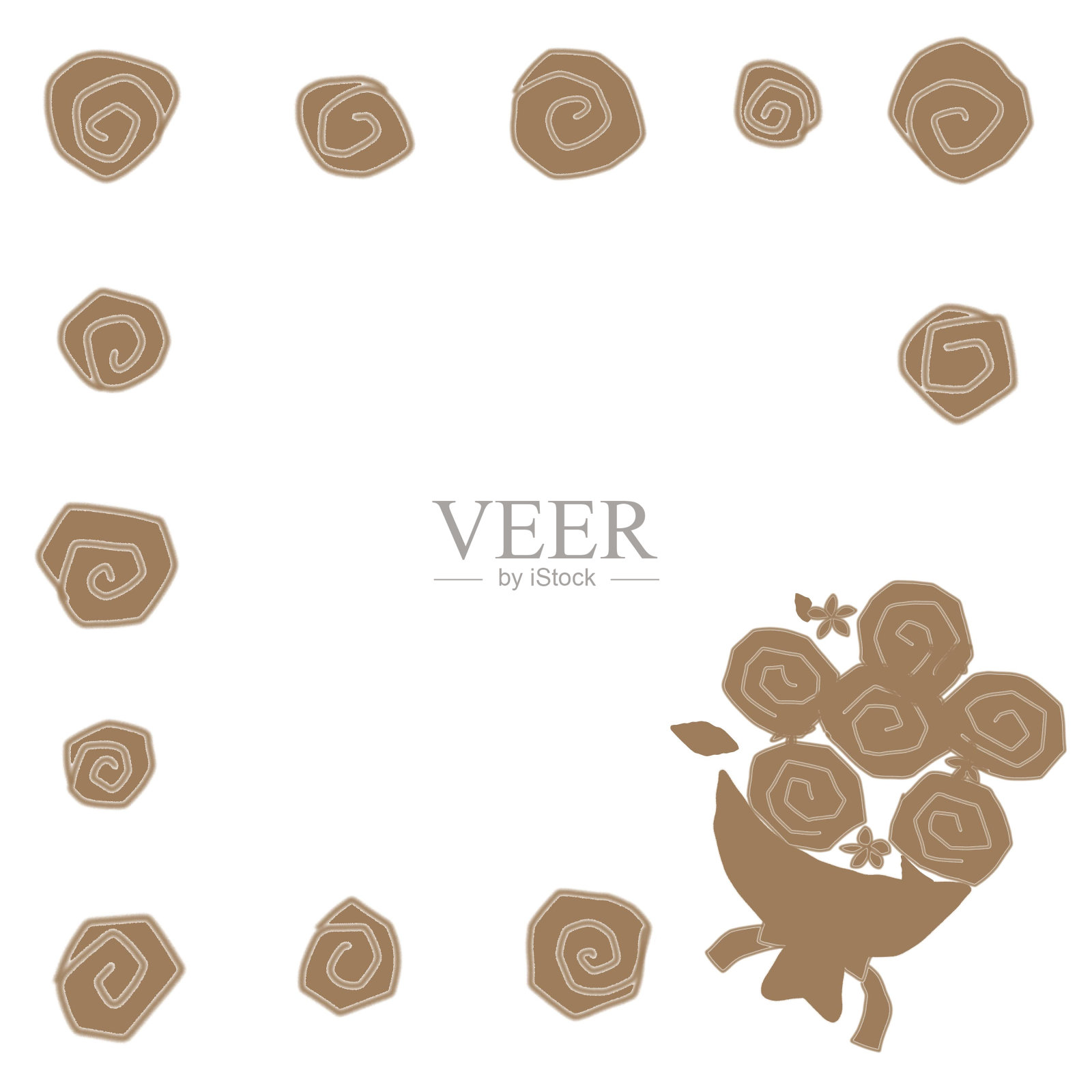 可爱的感谢卡片与鲜花和花束为母亲节或父亲节插画图片素材