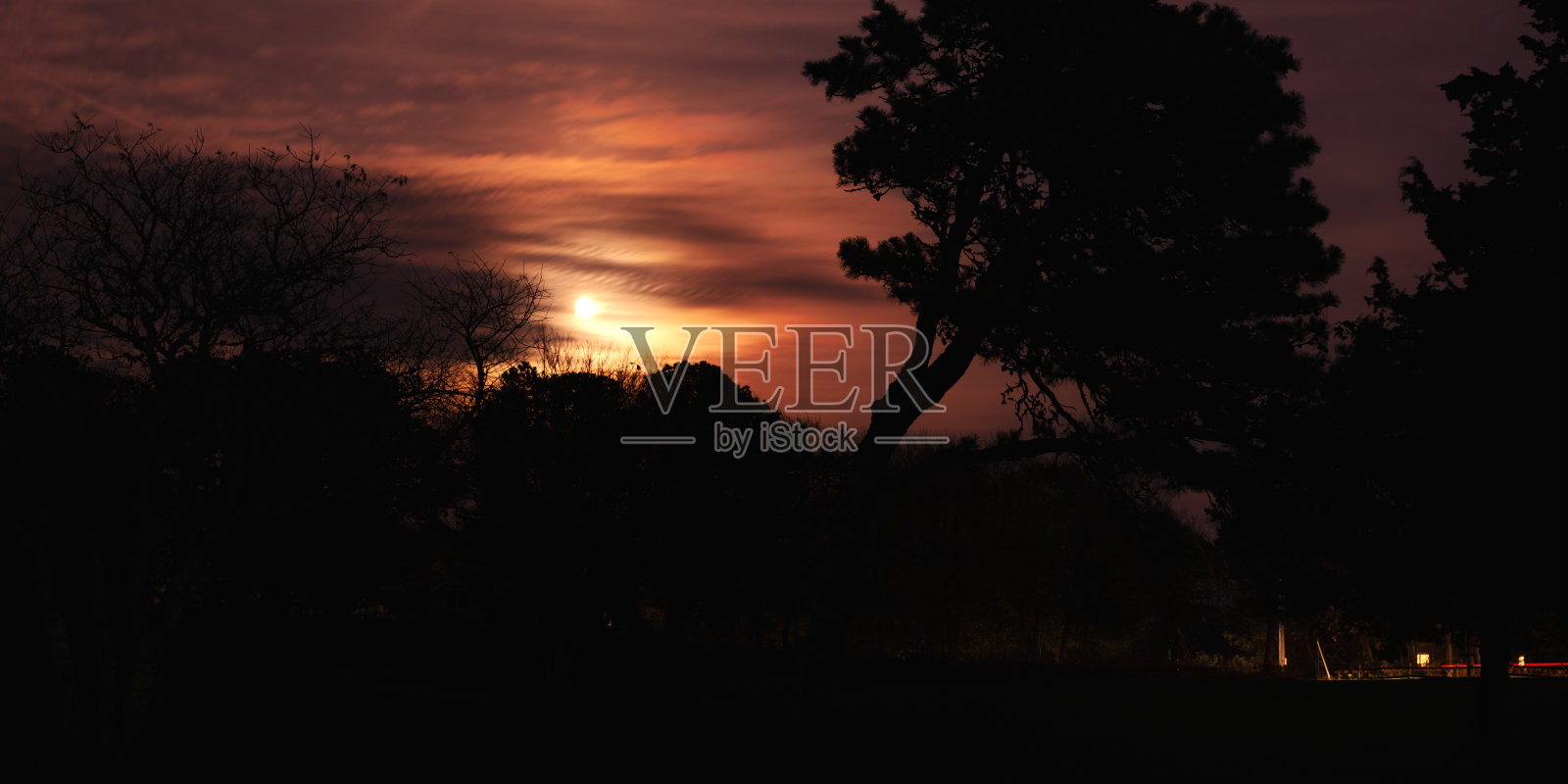 月出和松树山，科德角夜景剪影照片摄影图片