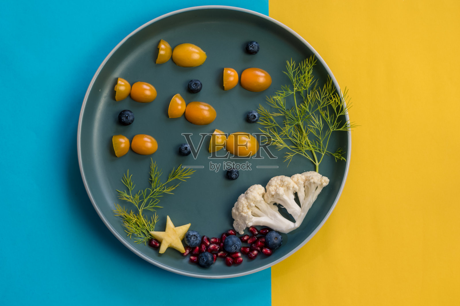 健康的水果创意早餐盘为儿童照片摄影图片