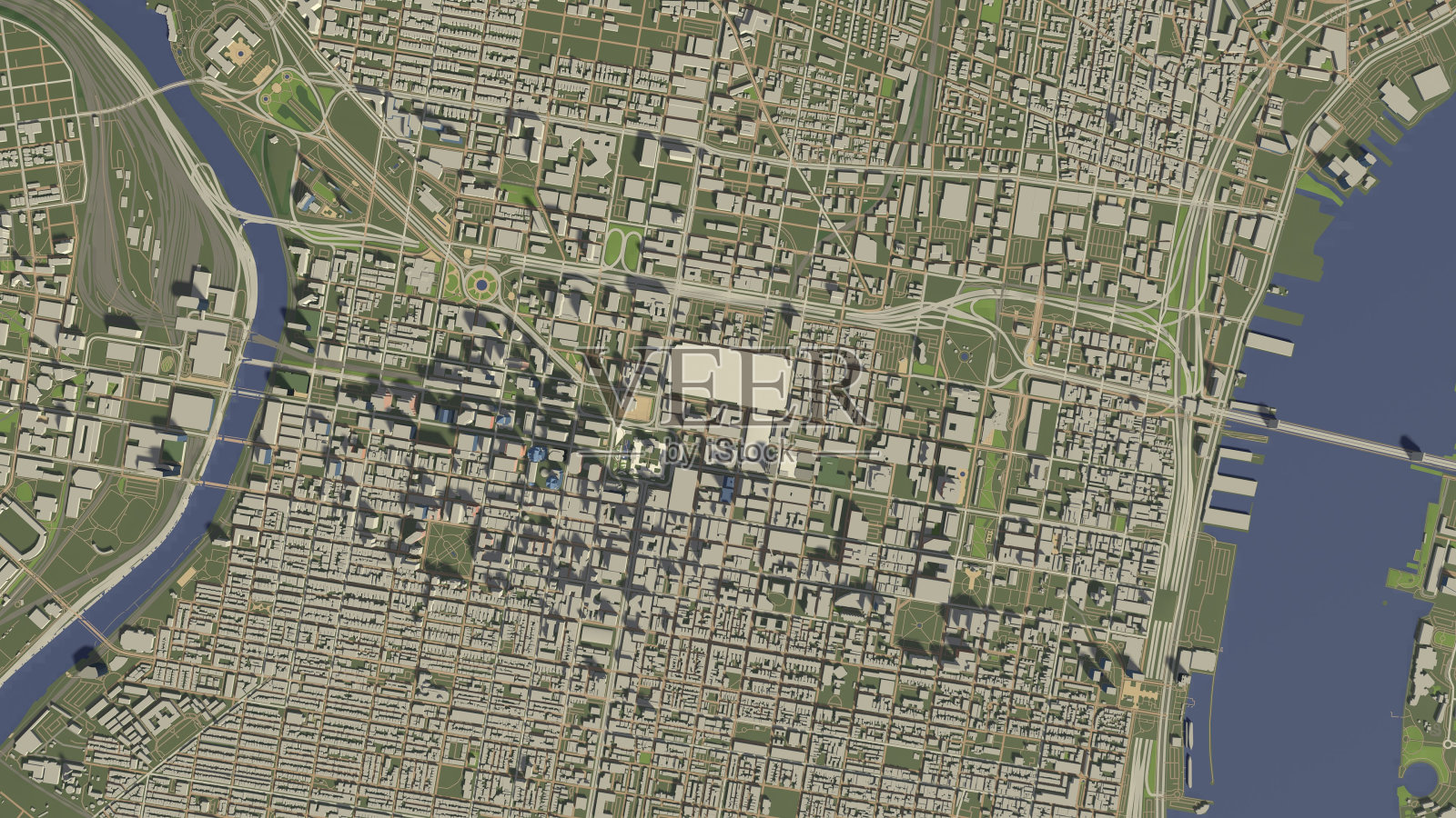 城市和城市在美国费城的3D插图照片摄影图片