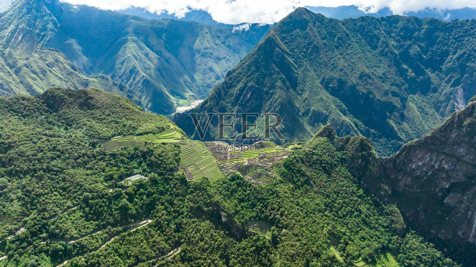 秘鲁的马丘比丘。鸟瞰图照片摄影图片