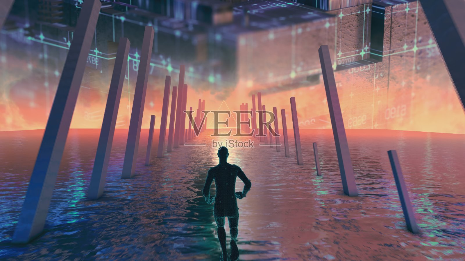 运动中的未来人形机器人照片摄影图片