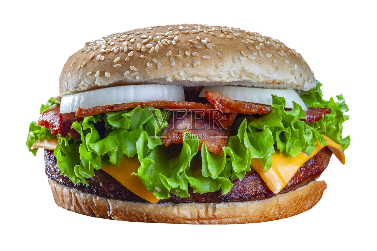 番茄生菜培根沙拉汉堡照片摄影图片