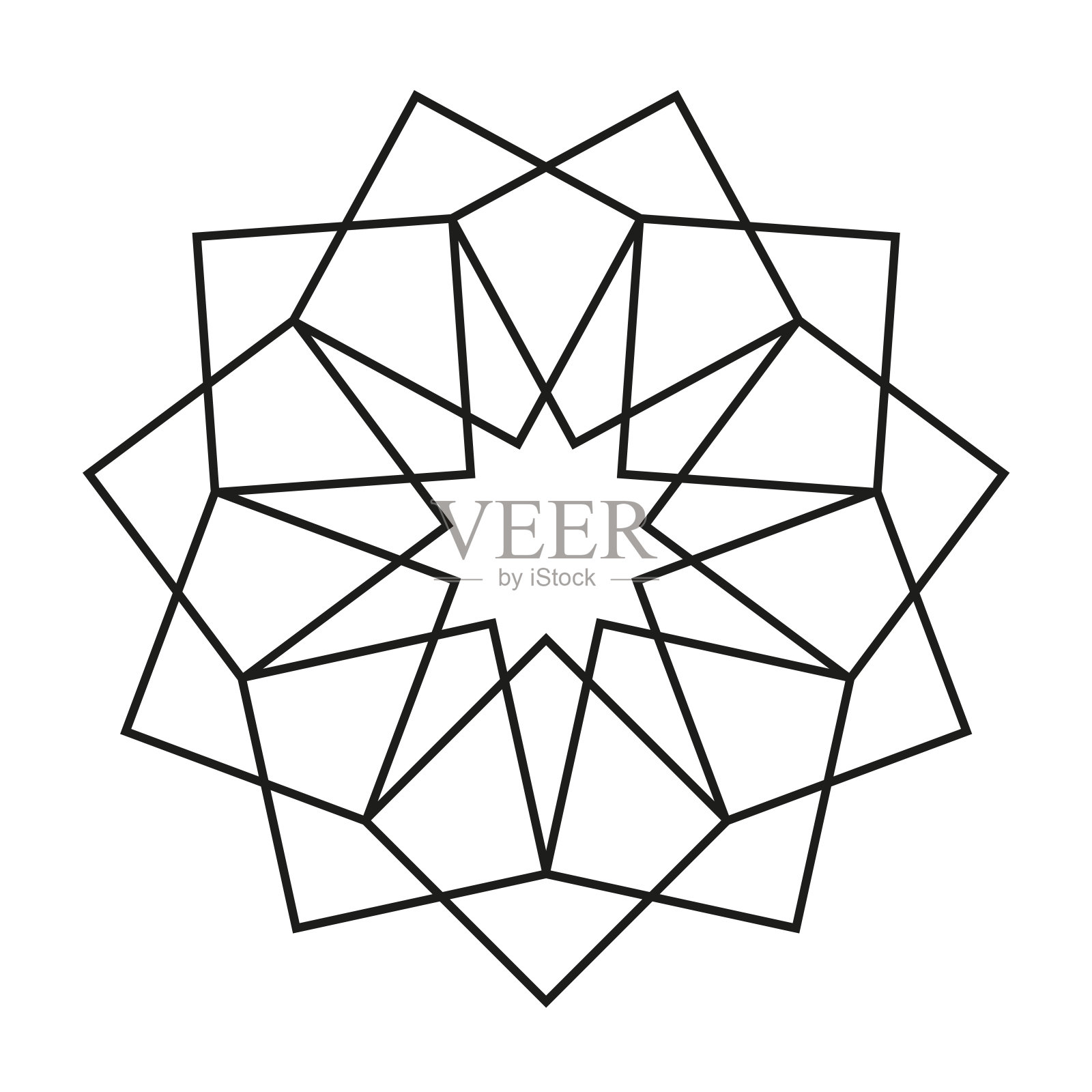 几何插图与尖刺。对称，抽象，曼陀罗，彩色玻璃插图插画图片素材