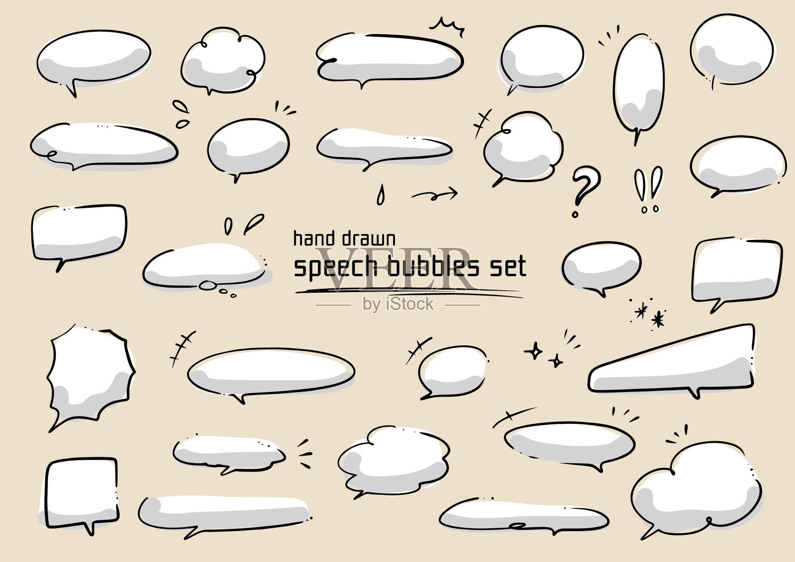 手绘语音气泡集插画图片素材