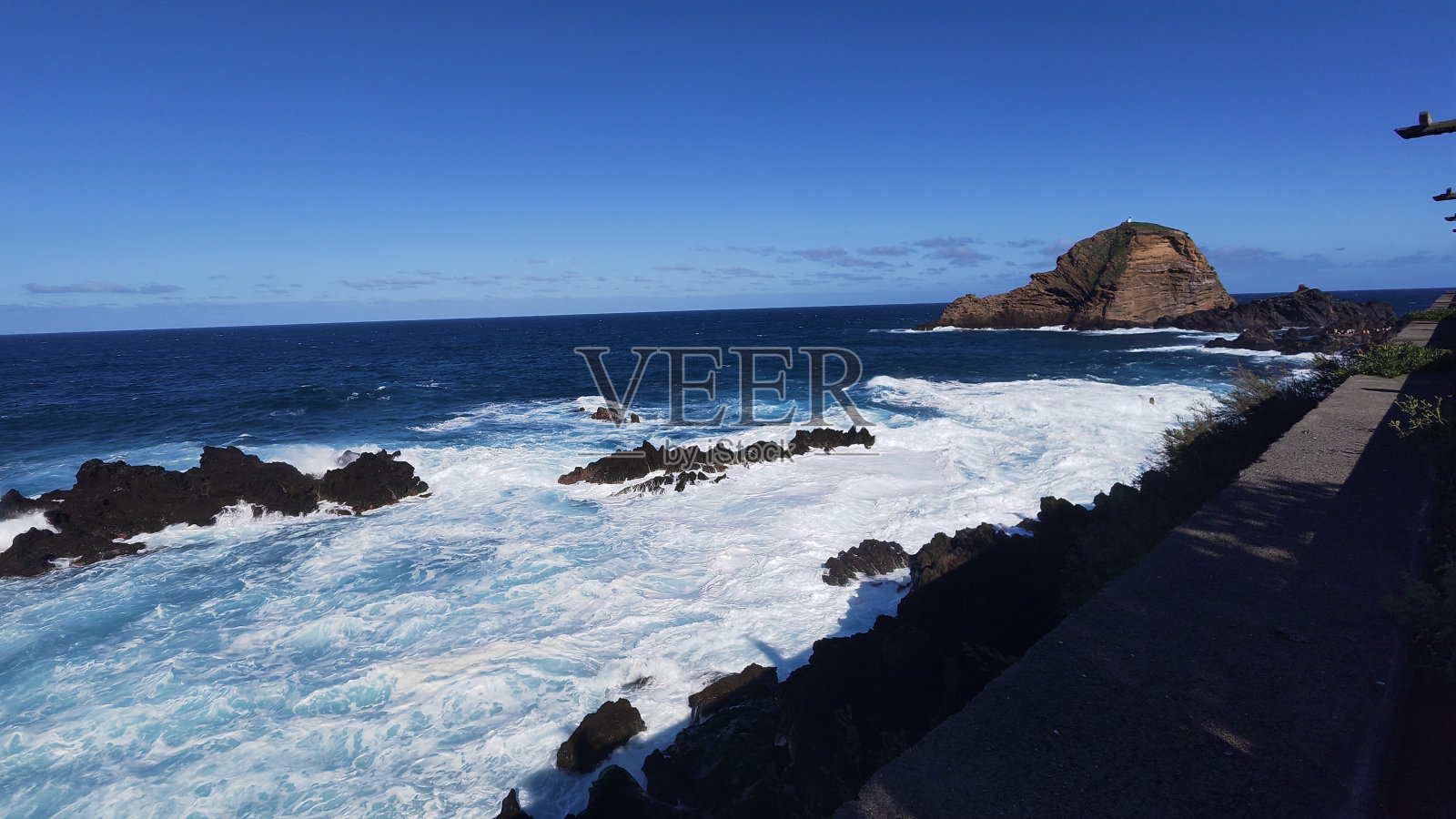 海景从马德拉岛莫尼兹港地区葡萄牙大西洋照片摄影图片