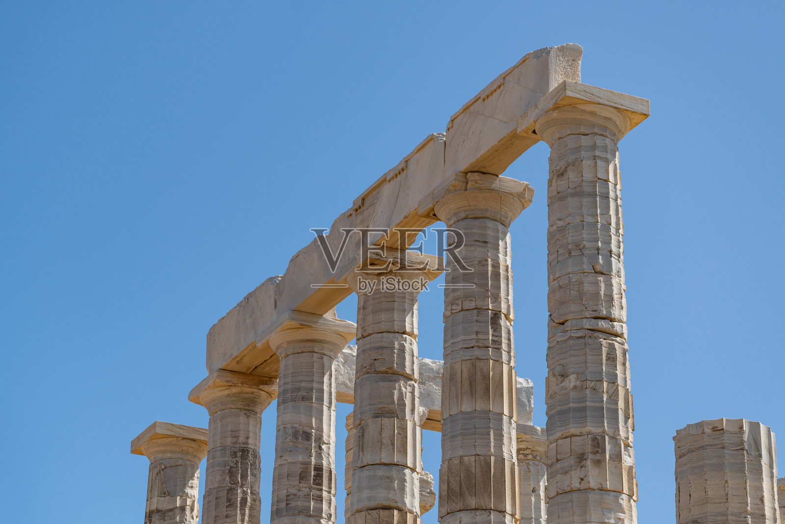 苏尼翁角的波塞冬神庙细节图照片摄影图片