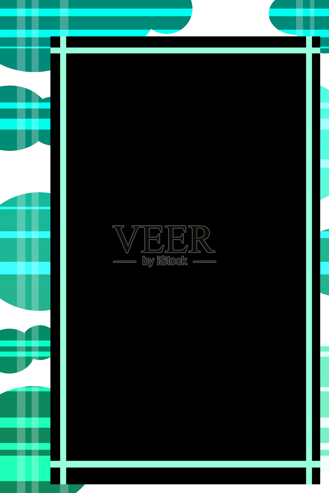 绿松石抽象边框/框架/黑色邀请卡模板插画图片素材