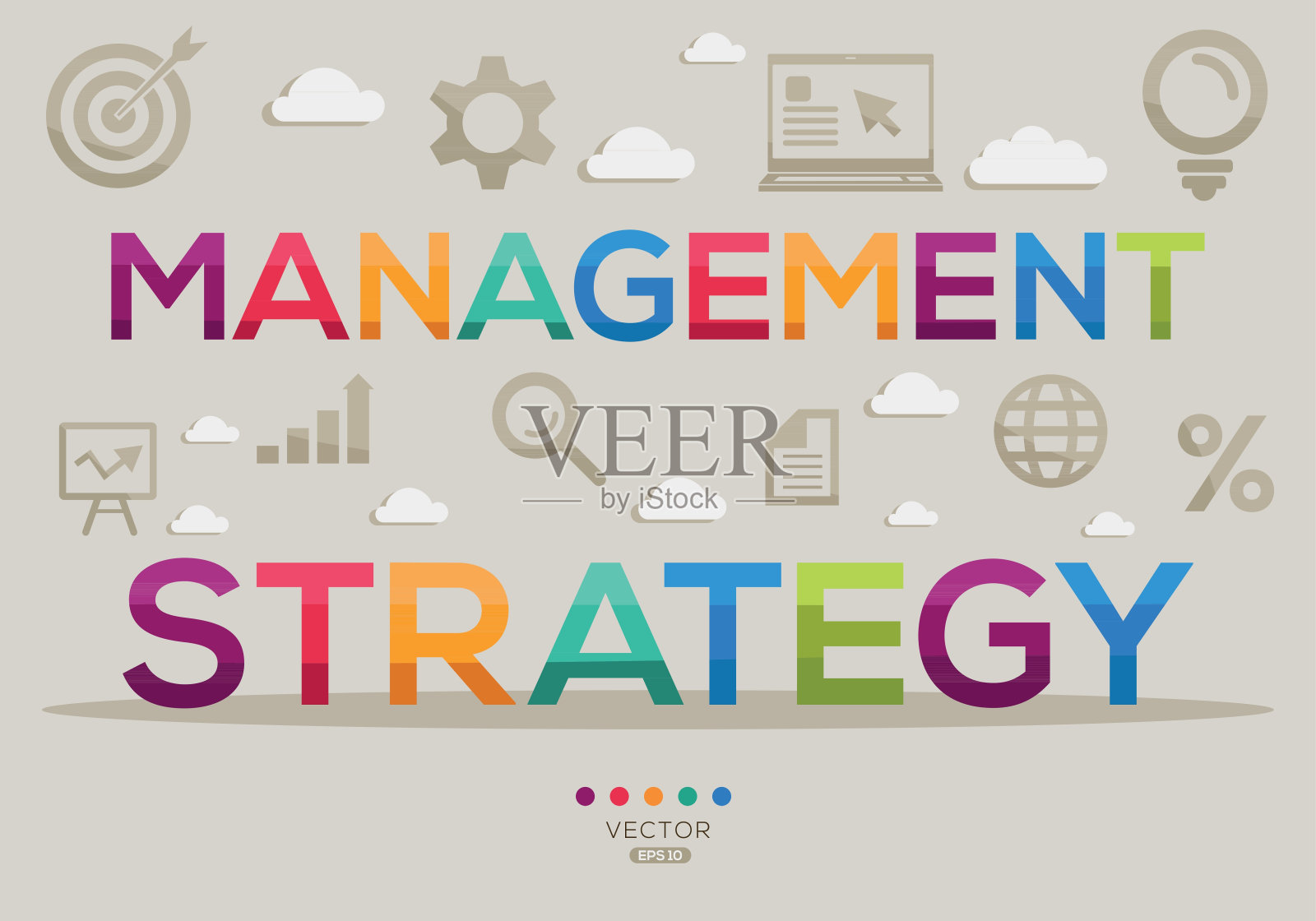管理策略文本概念。插画图片素材