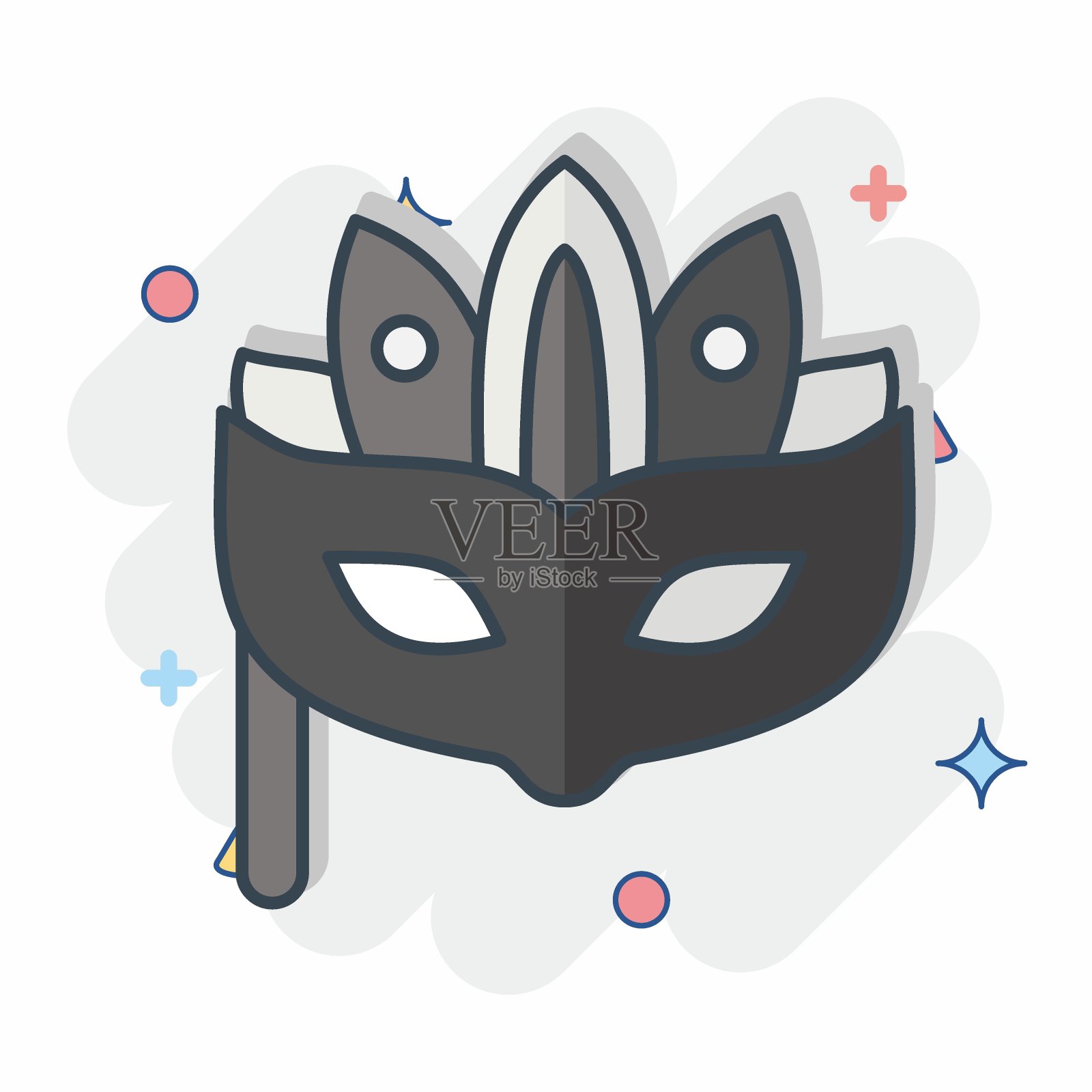 图标嘉年华面具。与游行符号有关。漫画风格。简单的设计说明插画图片素材