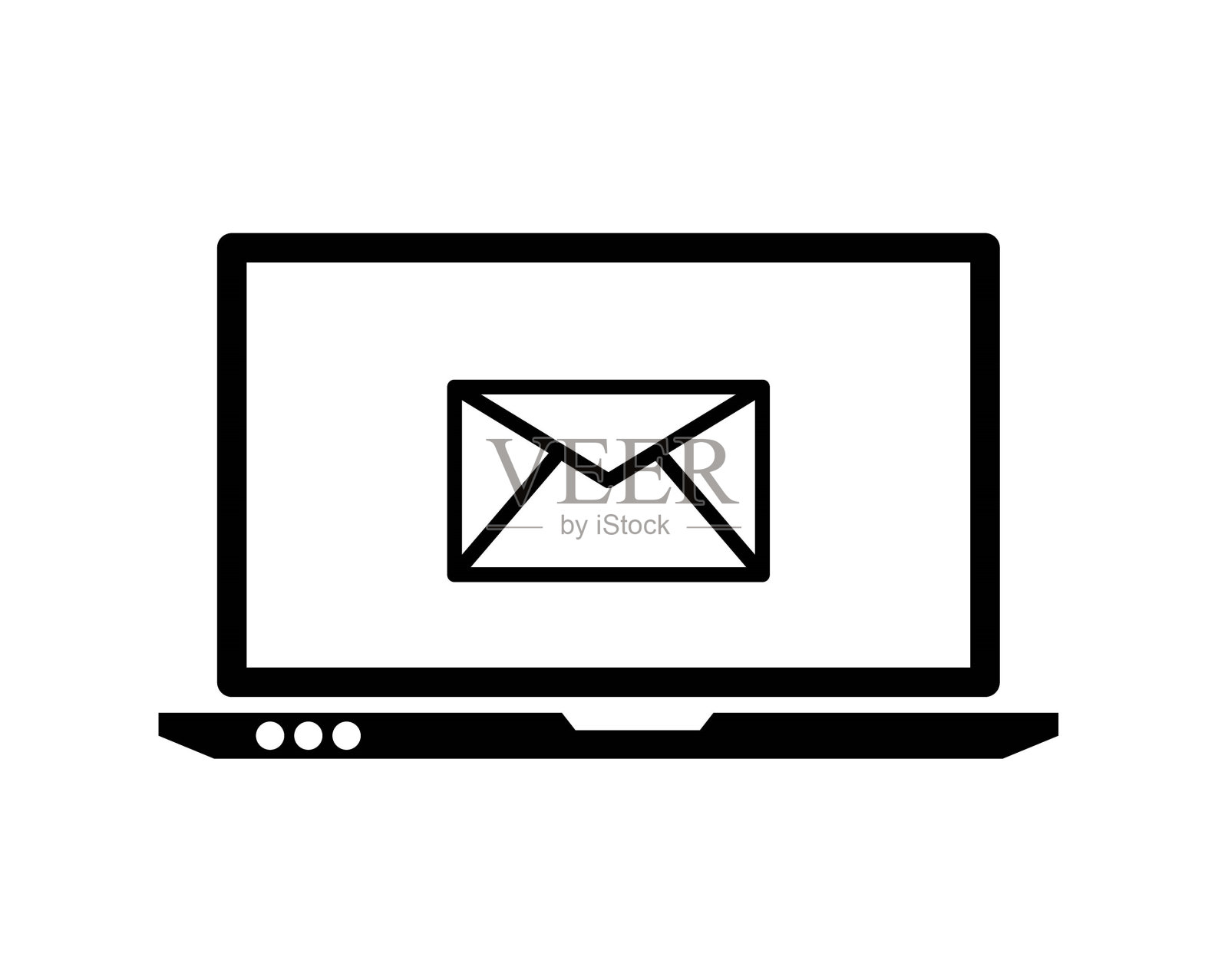 笔记本电脑与消息图标，矢量最好的平面图标。插画图片素材