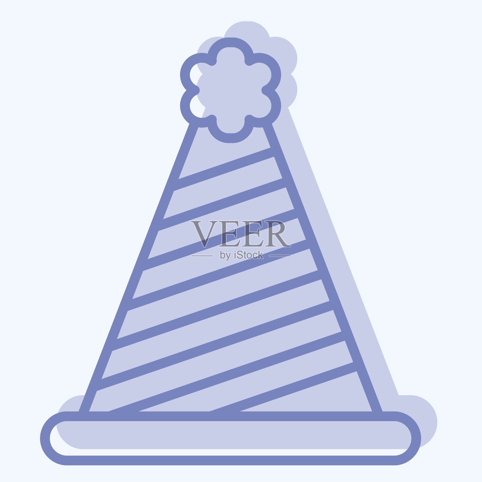 图标派对帽。与游行符号有关。双音风格。简单的设计说明插画图片素材