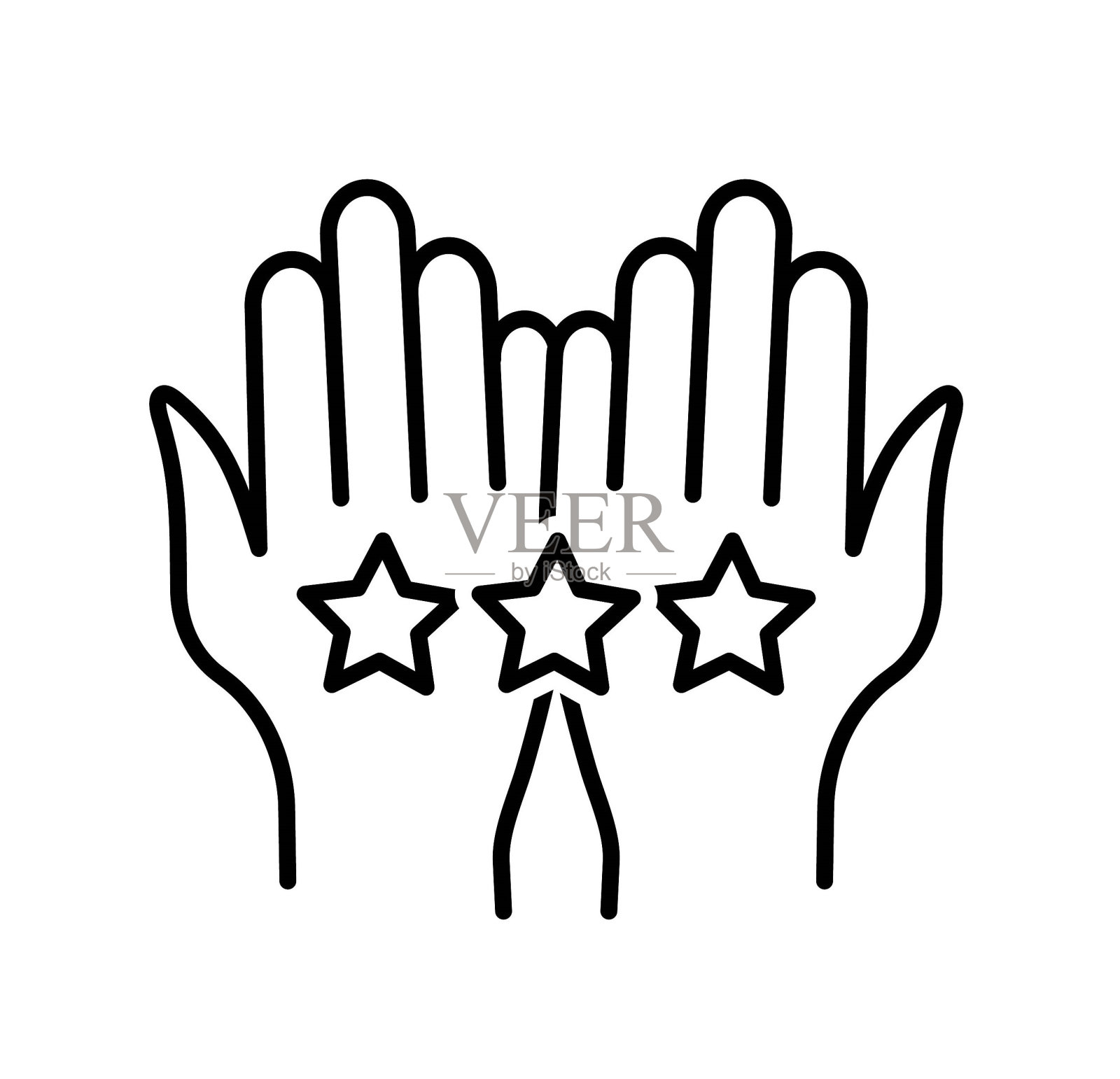 手握3星图标，矢量最佳线图标。插画图片素材