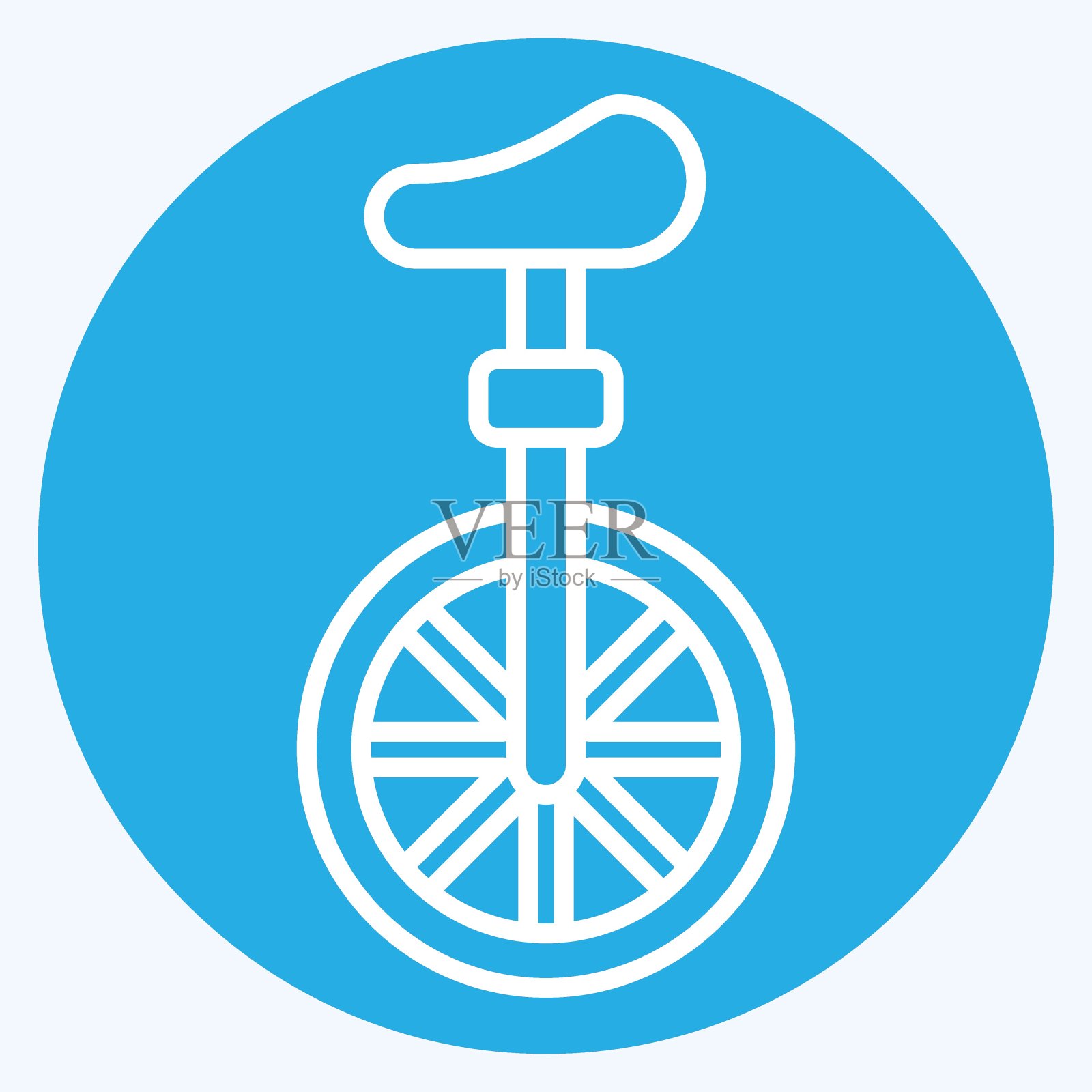 图标独轮车。与游行符号有关。蓝眼睛的风格。简单的设计说明插画图片素材