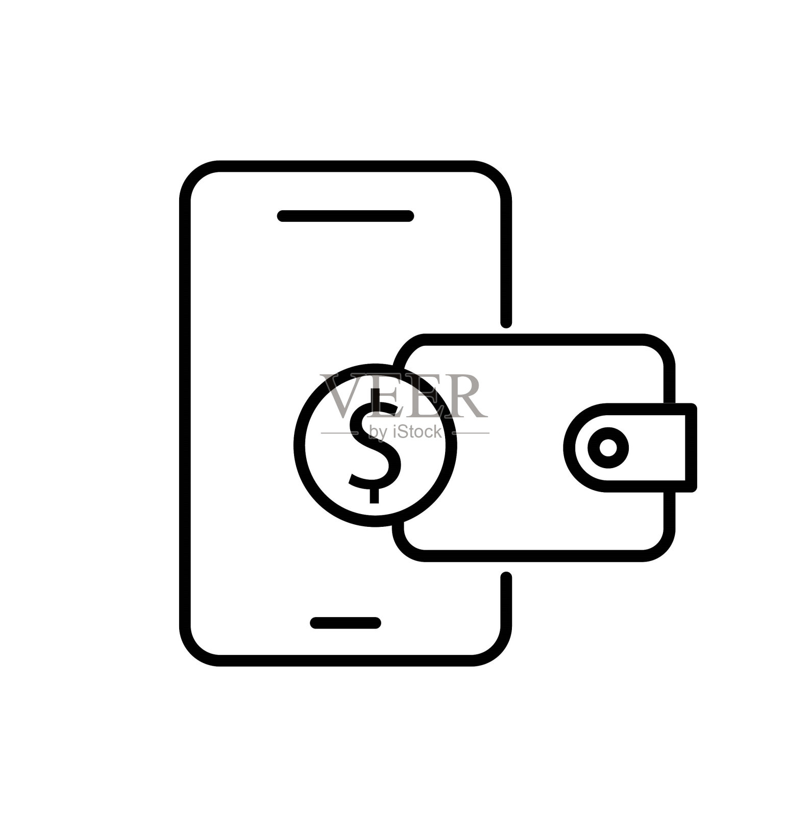 在线货币图标，矢量最佳线图标。插画图片素材