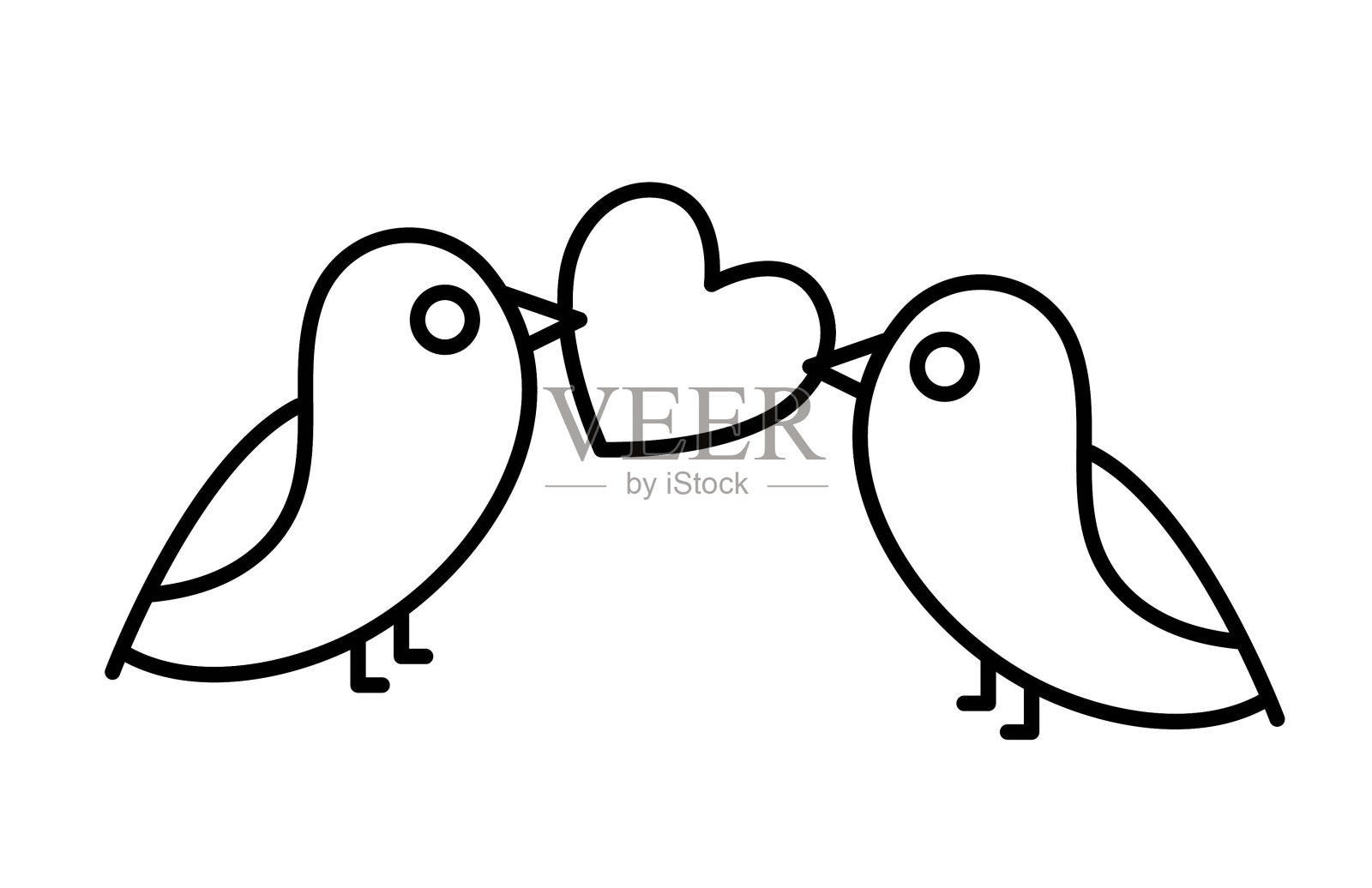 爱鸟图标，矢量最佳线图标。插画图片素材