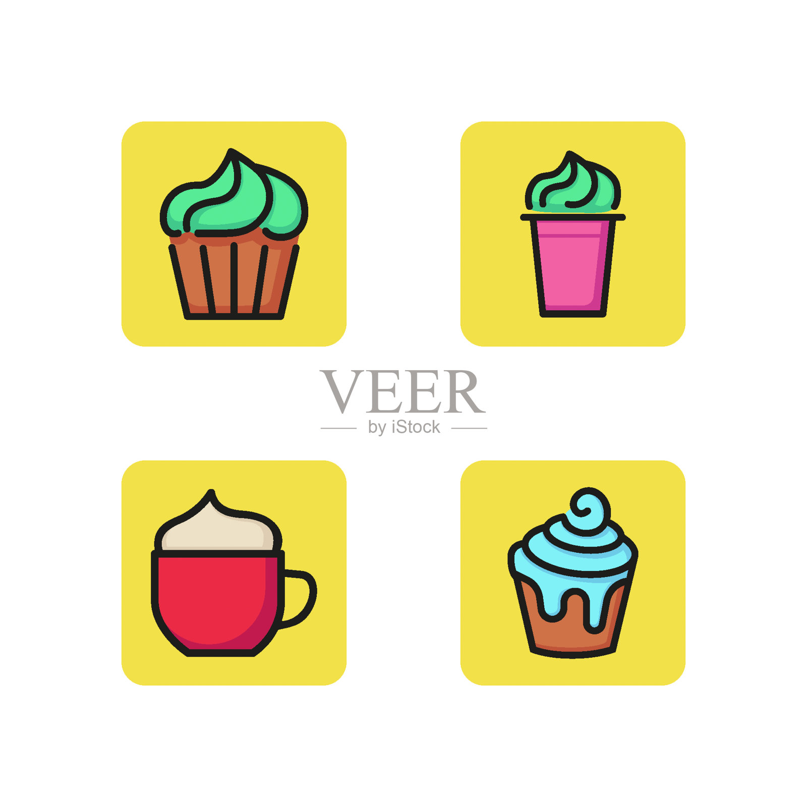 甜点线图标集插画图片素材