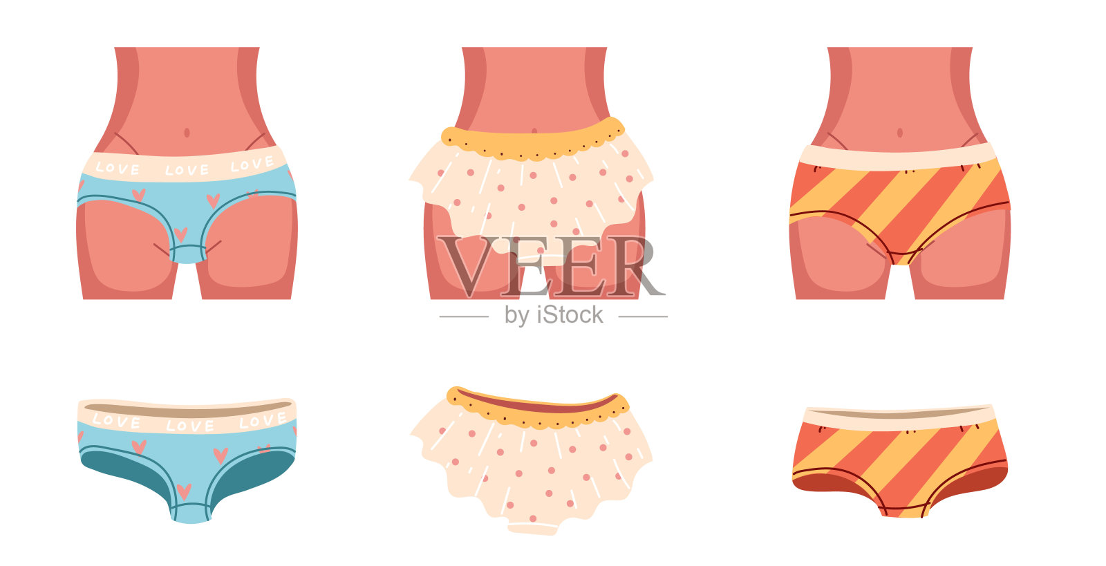 男女内衣手绘涂鸦款式矢量图插画图片素材