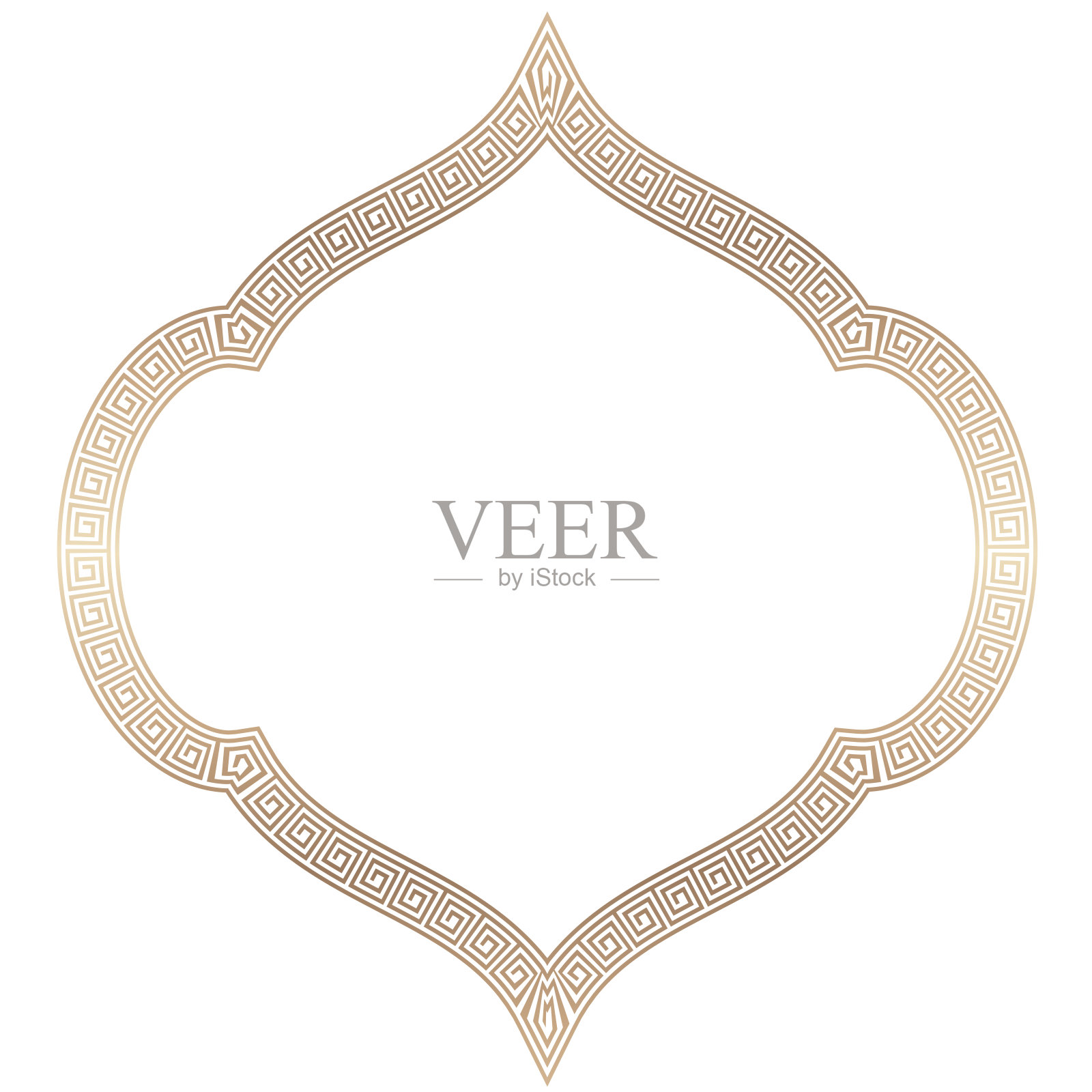 方形复古框架曲流框架希腊关键图案希腊曲流希腊fret金框架金画框金边框豪华装饰复古徽章元素插画图片素材