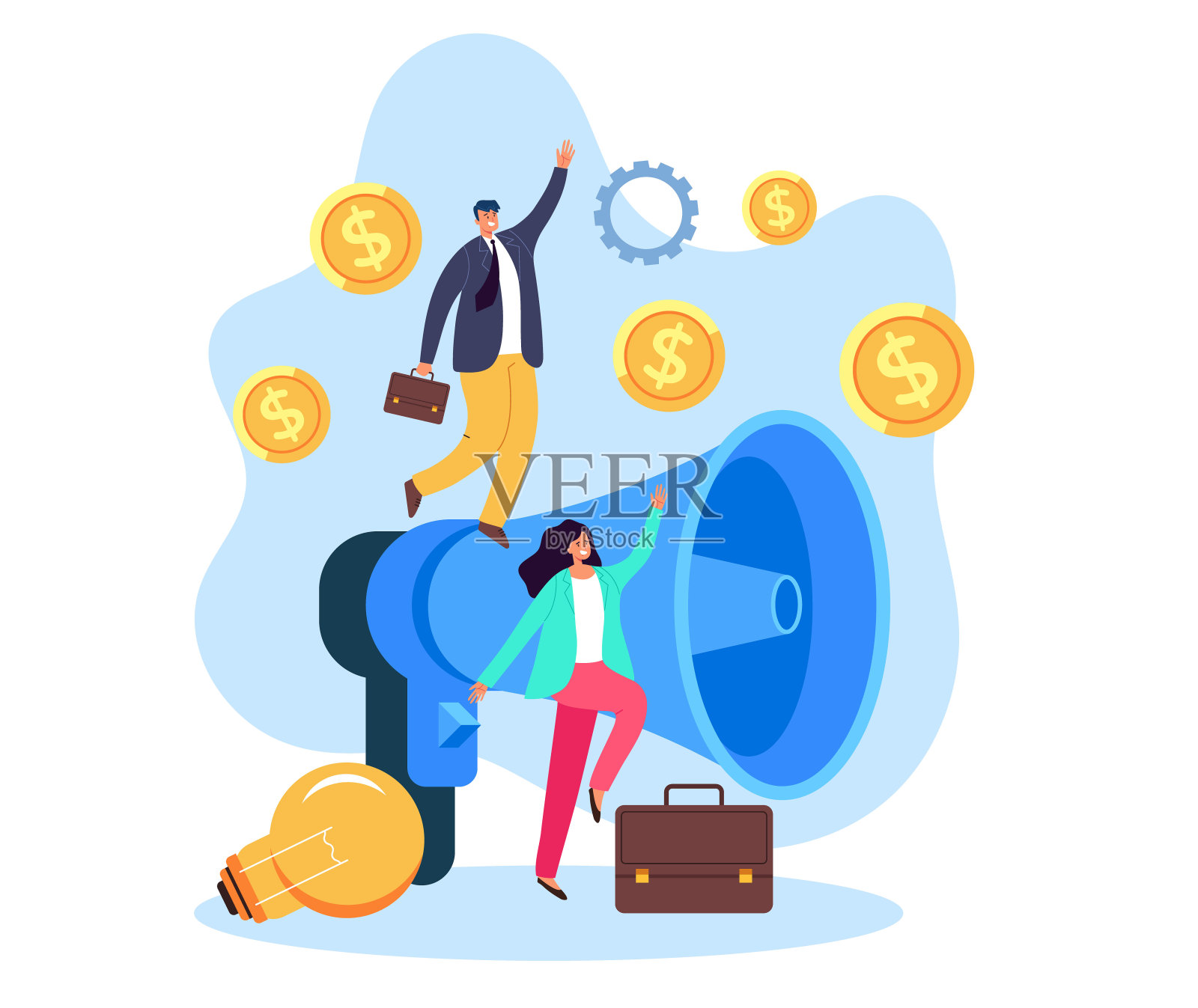 商业团队合作理念。矢量平面卡通图形设计孤立插图插画图片素材