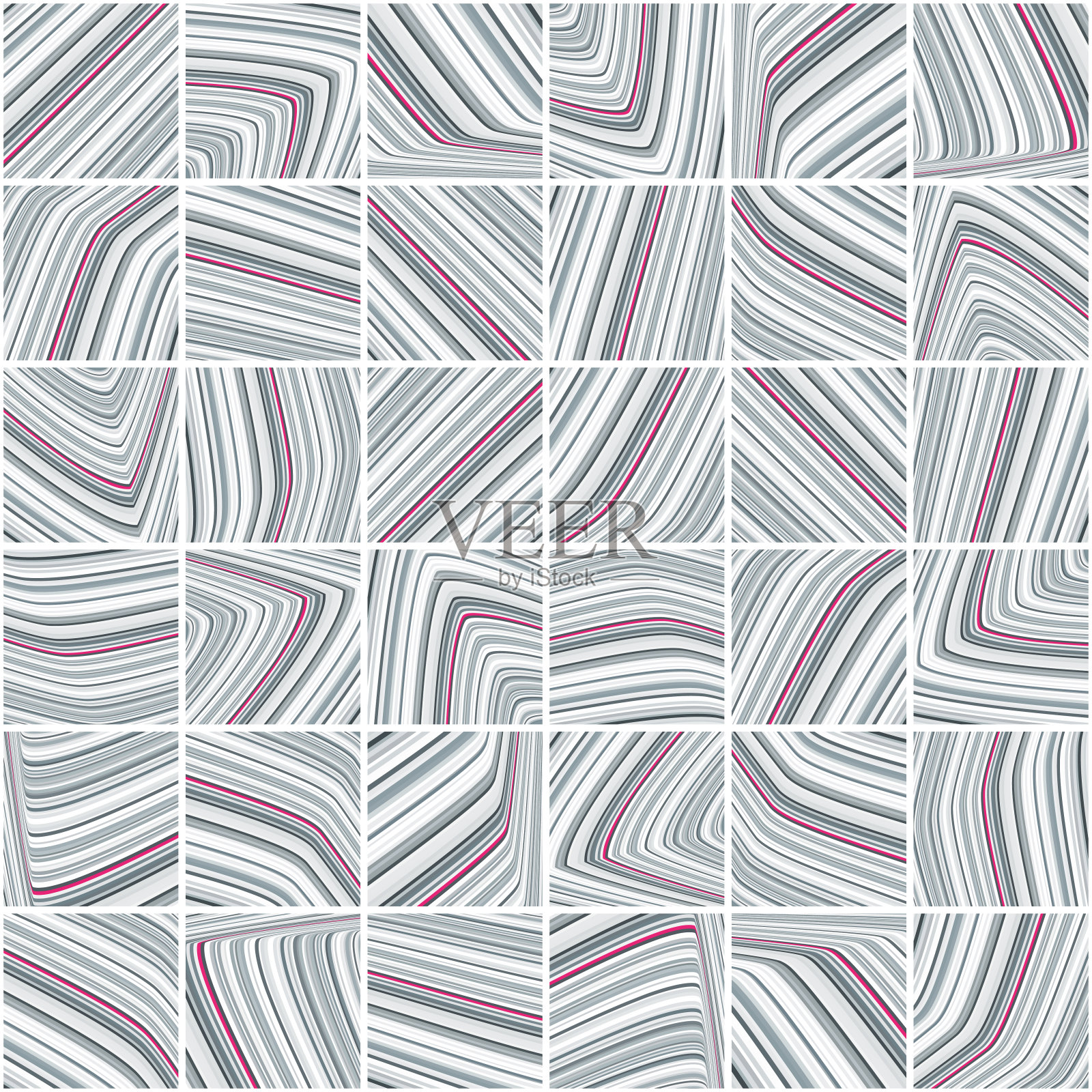 抽象图案与灰色和胭脂红条纹瓷砖插画图片素材