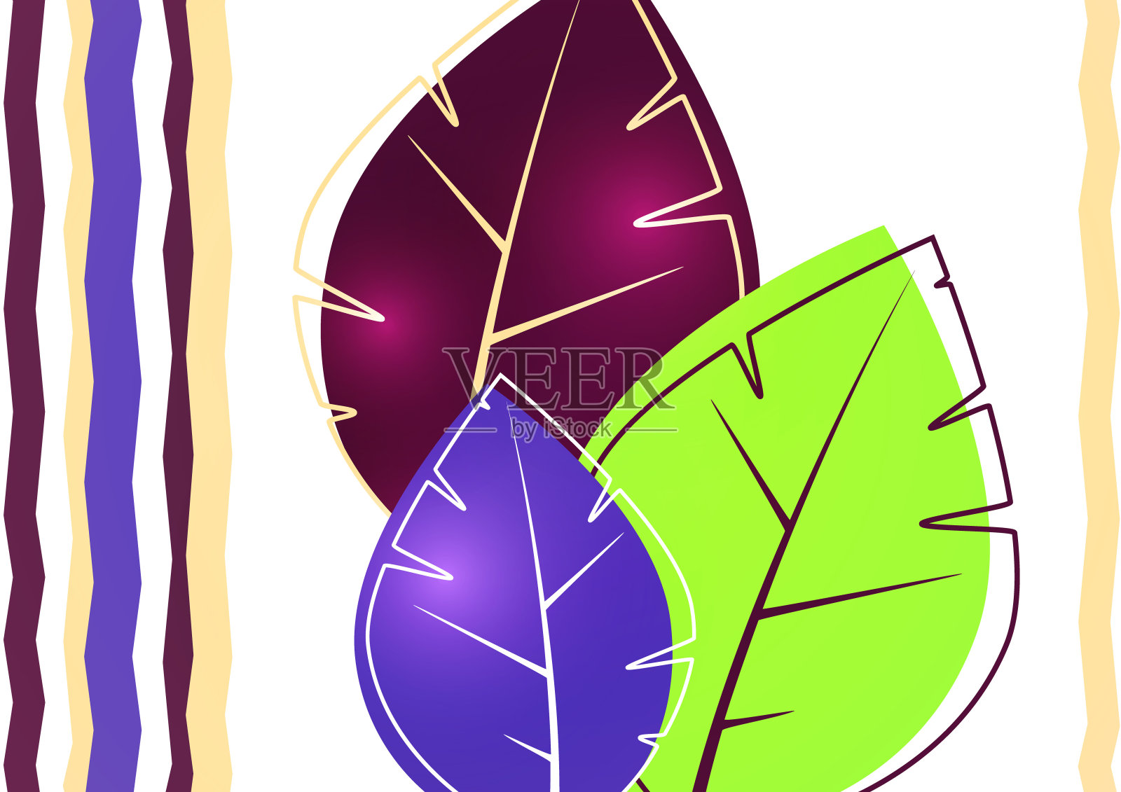 从明亮的多色叶子抽象的背景。设计海报、卡片、传单、横幅等。向量插画图片素材