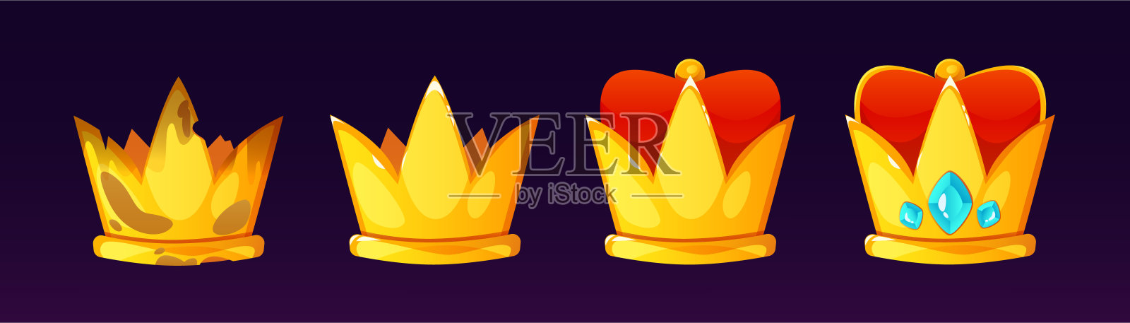 游戏ui等级设计的金冠图标。插画图片素材