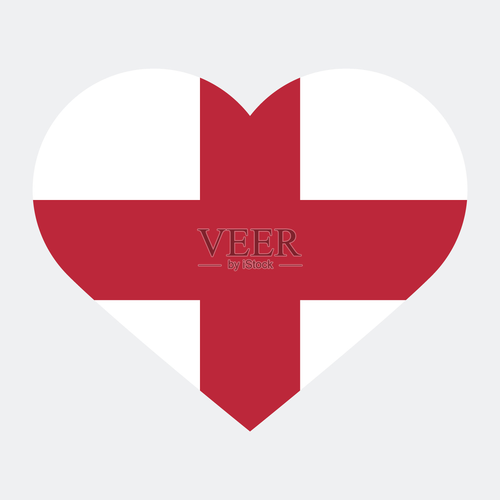 英国国旗。英格兰心形旗。国旗图标。标准颜色。英格兰心脏旗图标。电脑插图。数码插图。矢量插图。插画图片素材