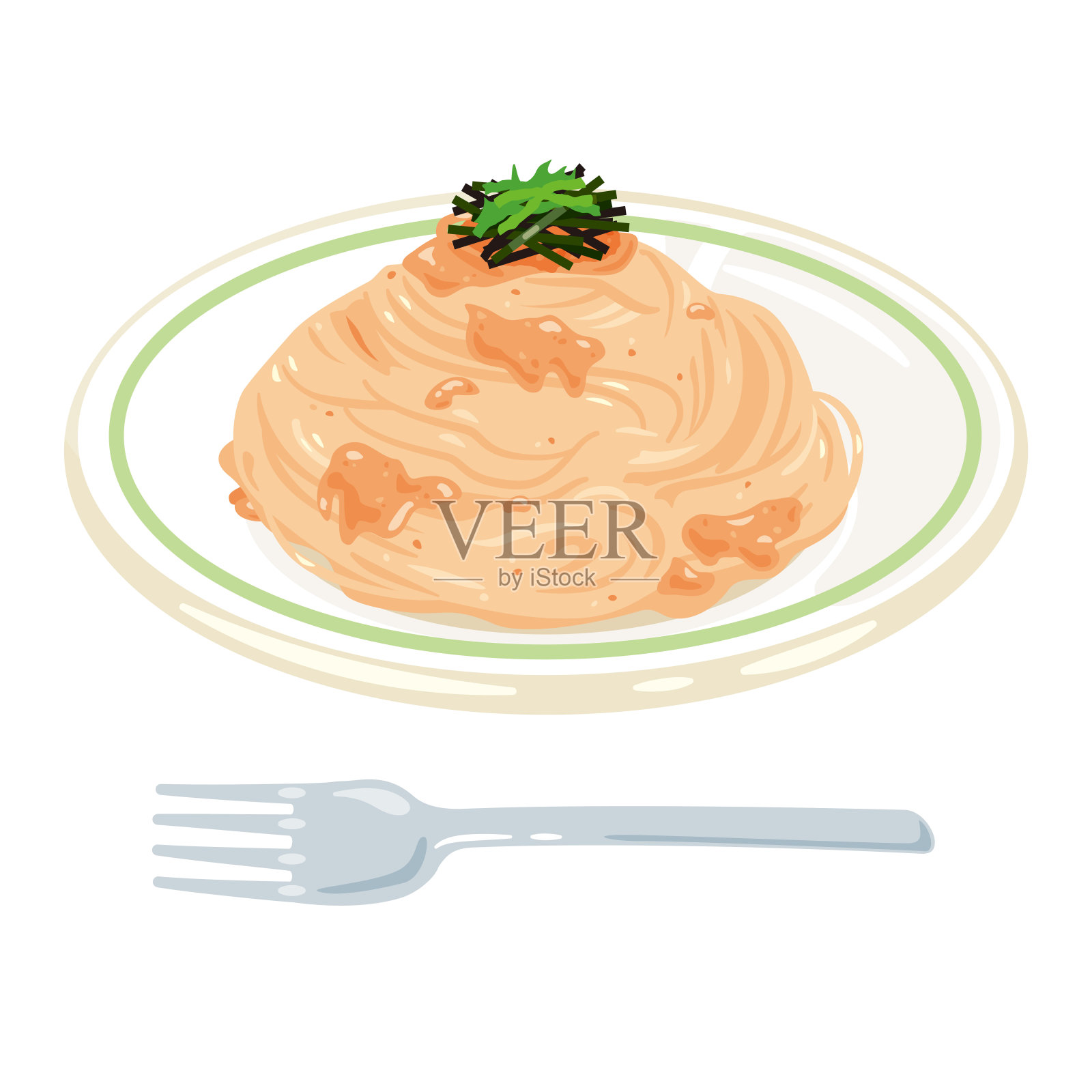 盘里的塔拉科意面插画图片素材