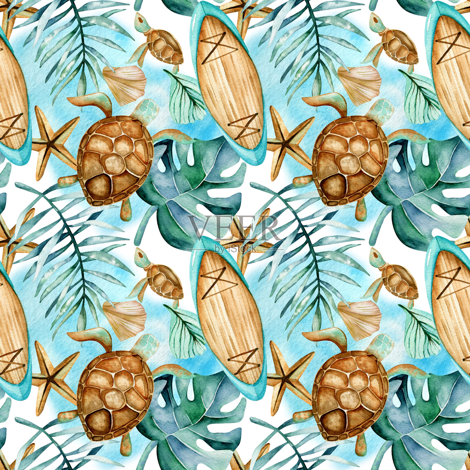 无缝水彩图案。插画图片素材