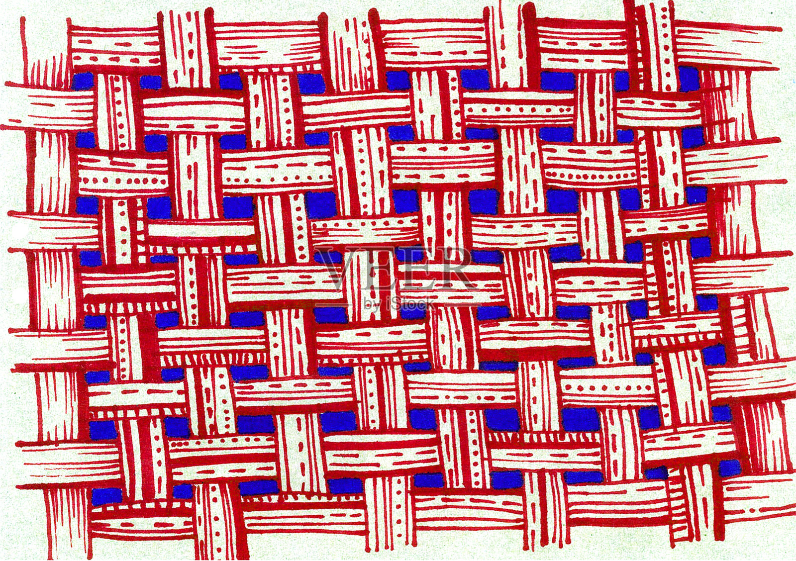 抽象的网格背景红色的白色与蓝色的亮点。插画图片素材