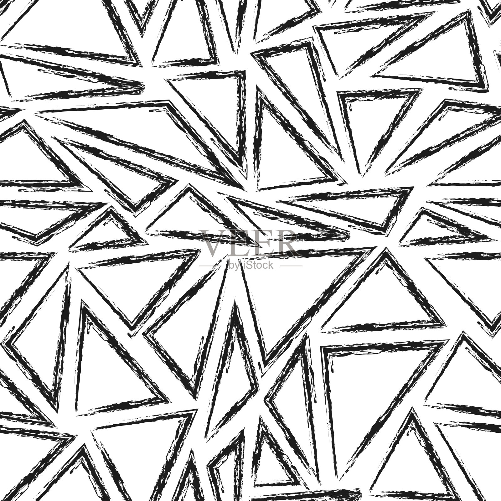 可爱的抽象无缝图案笔画的孩子在孟菲斯风格。几何单色手绘印花，纺织品，壁纸。矢量图插画图片素材