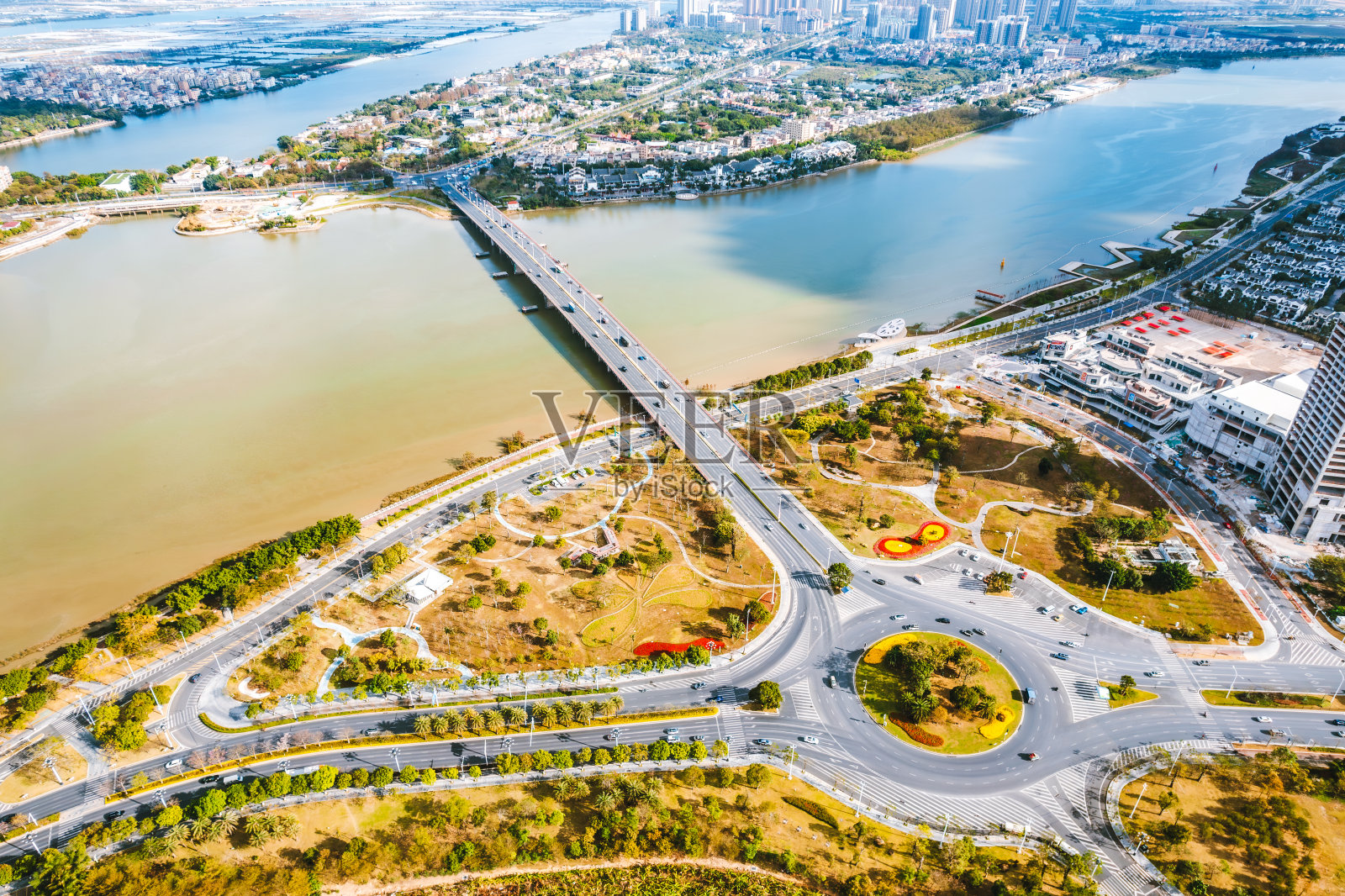 广东珠海市斗门区黄阳河剑峰大桥航拍图照片摄影图片